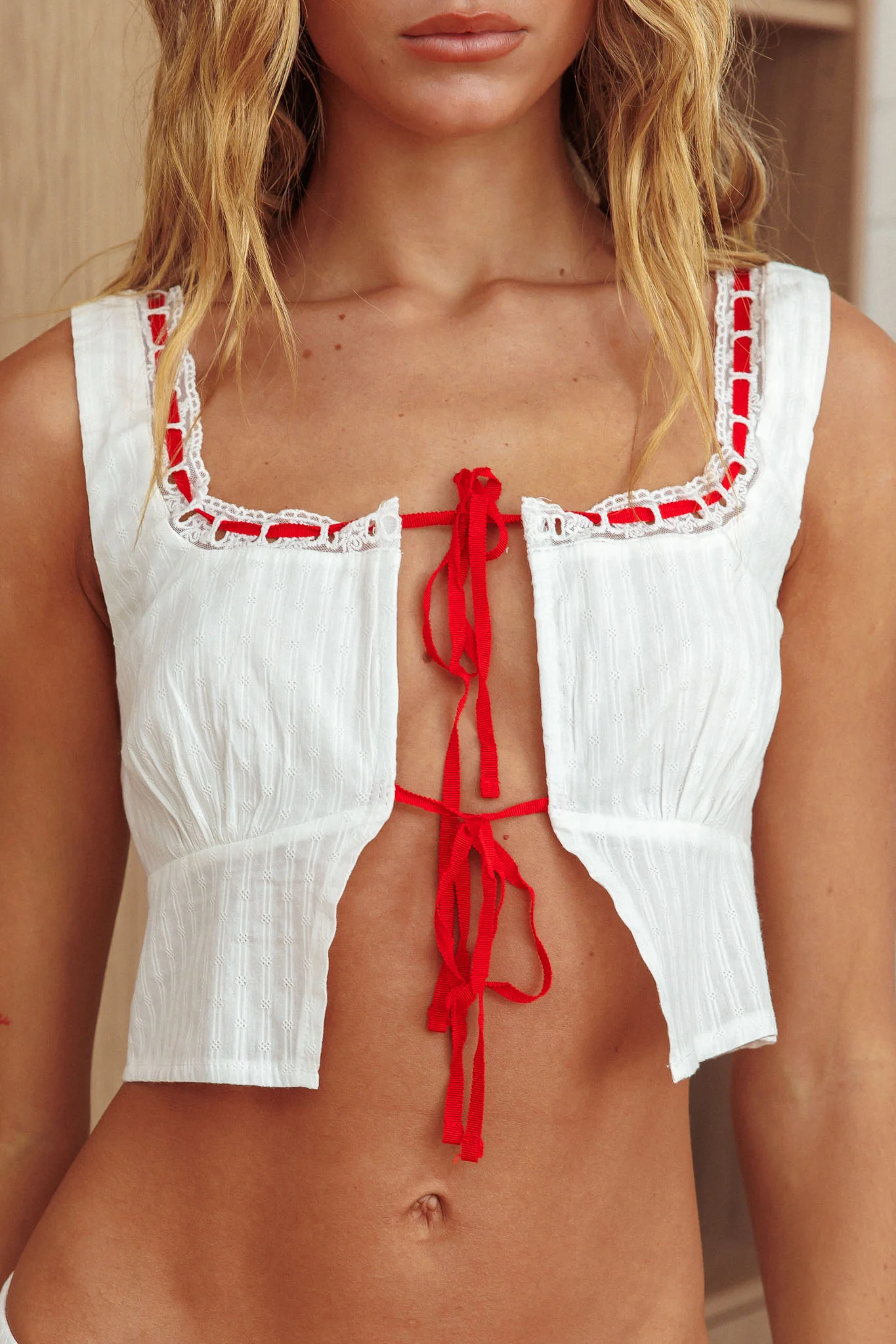 Rosen Tied Bust Top White