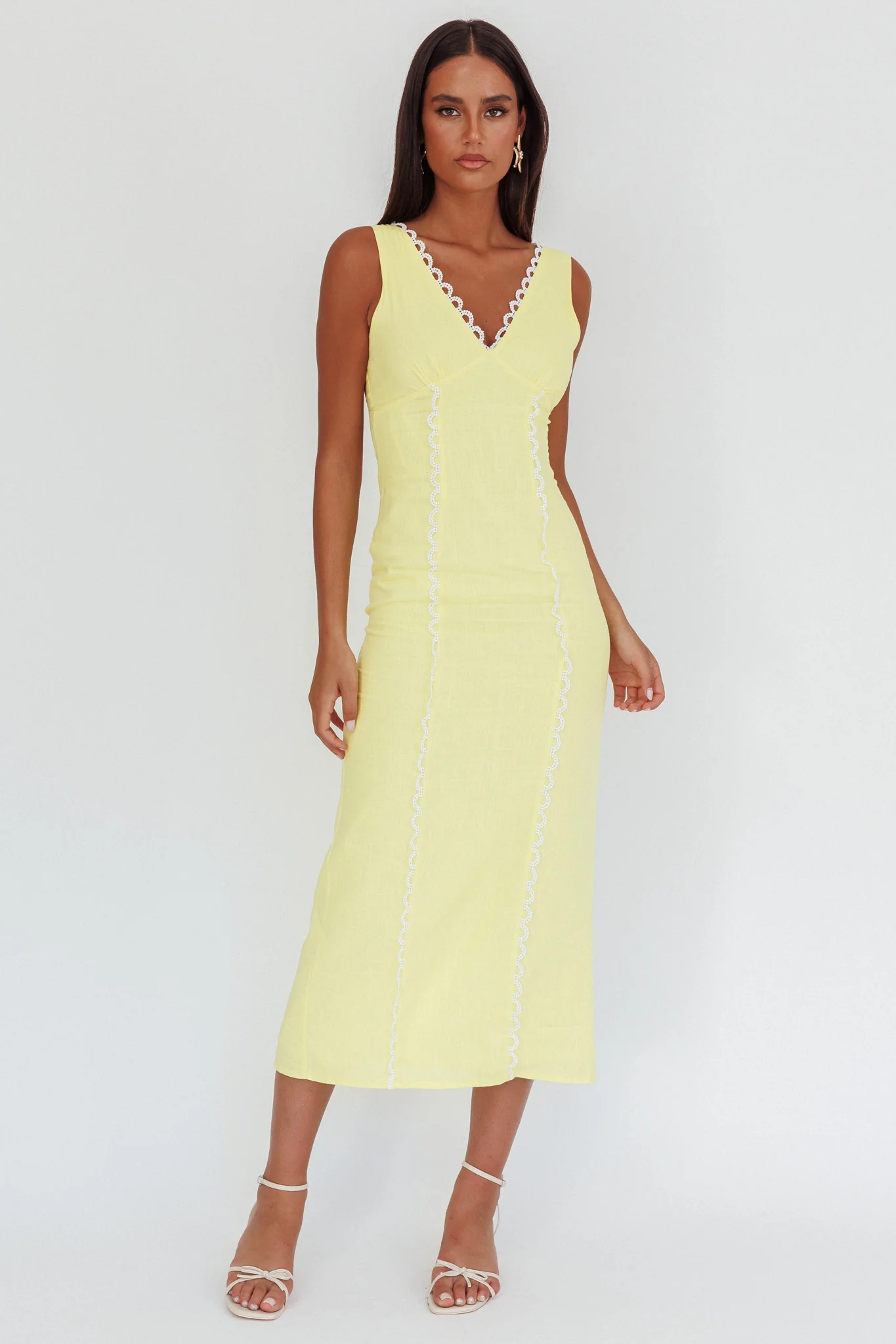 Chamberlain Scallop Trim V-Neck Maxi Dress Butter