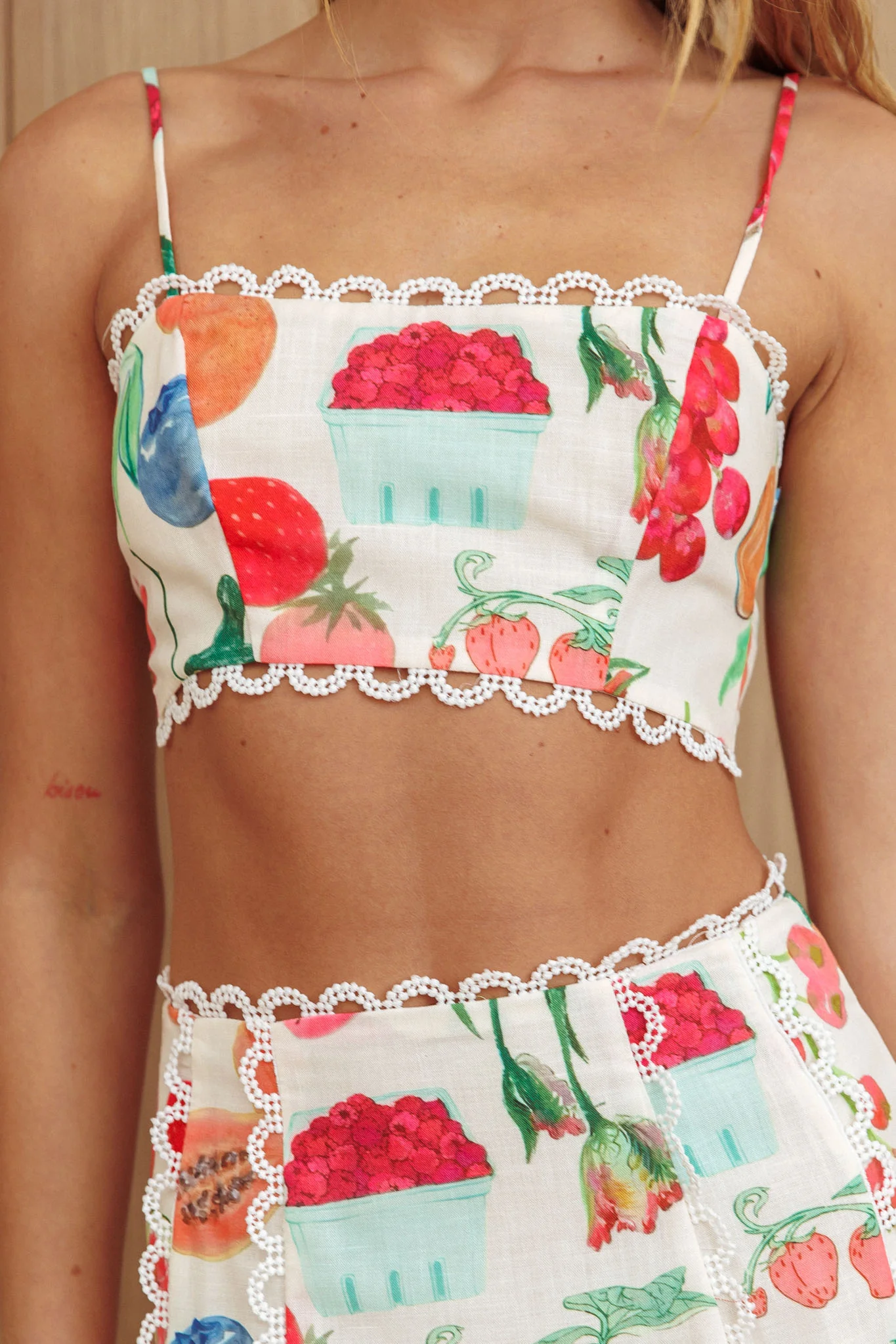 Chamberlain Scallop Trim Crop Top Fruit