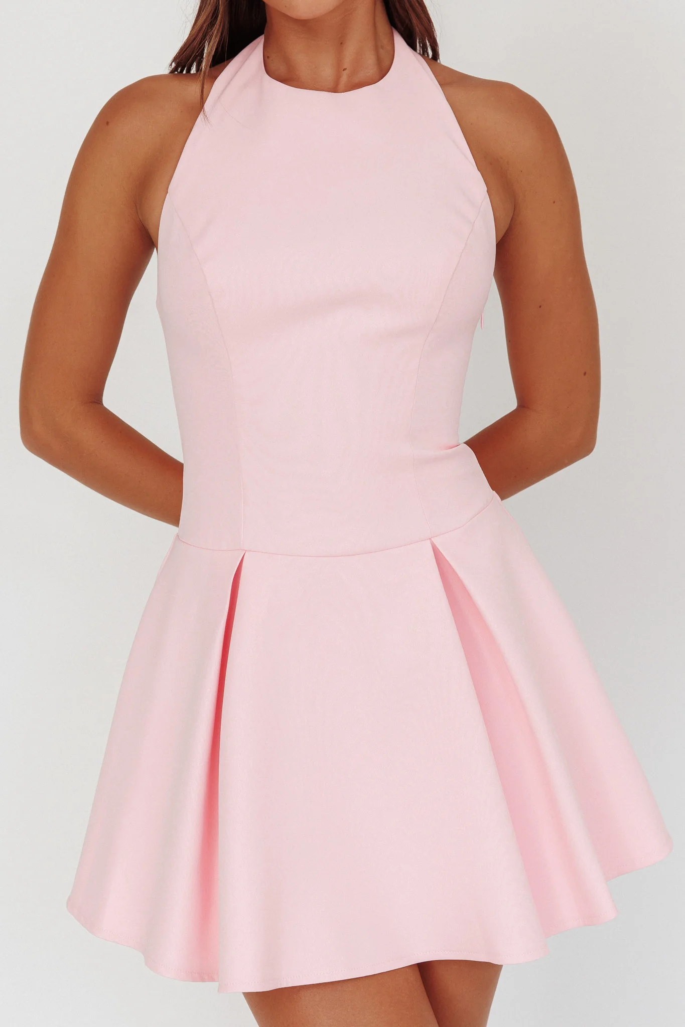 Hype Girl Box Pleat Mini Dress Pink