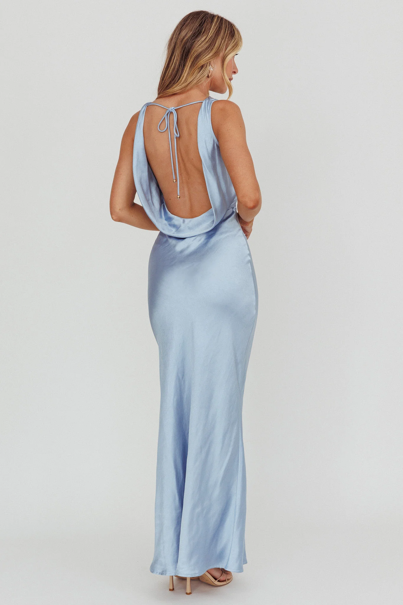 Moon Glow Cowl Neck Maxi Dress Blue
