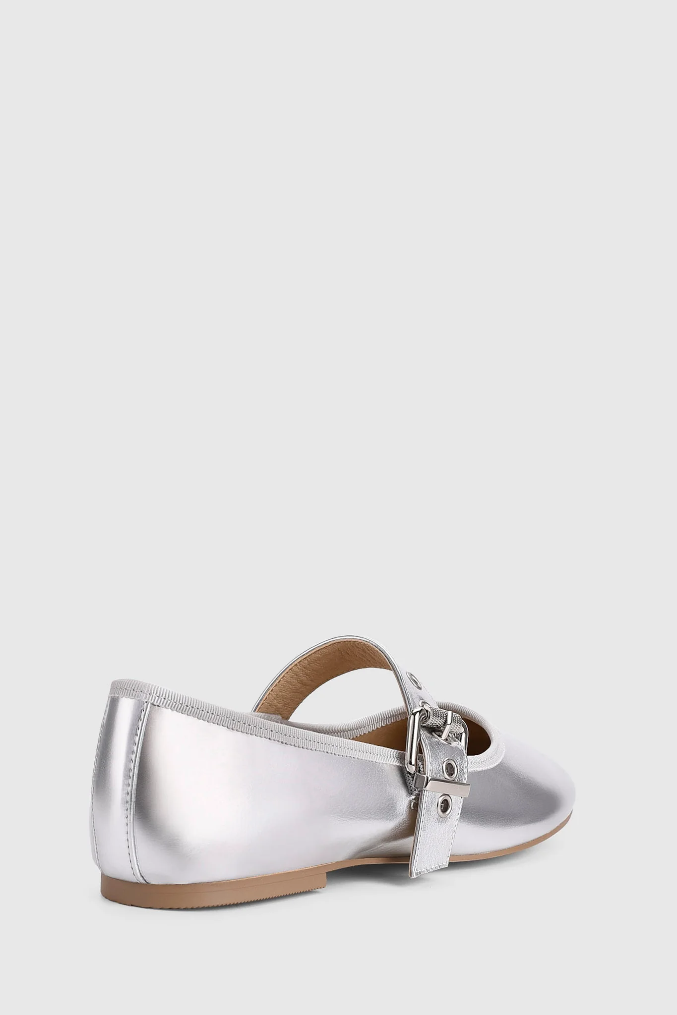 VERALi Banks Buckled Mary-Jane Flats Silver