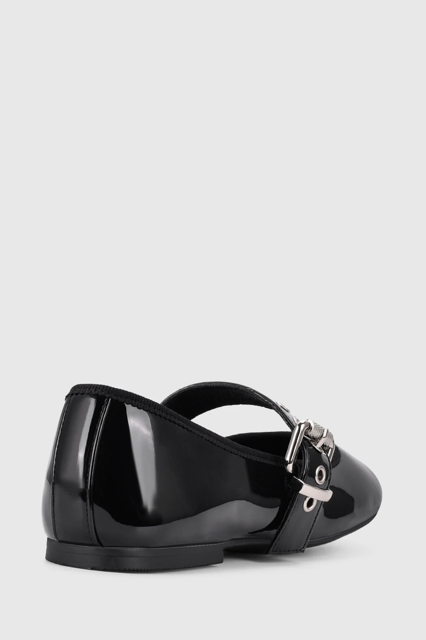 VERALi Banks Buckled Mary-Jane Flats Black Patent