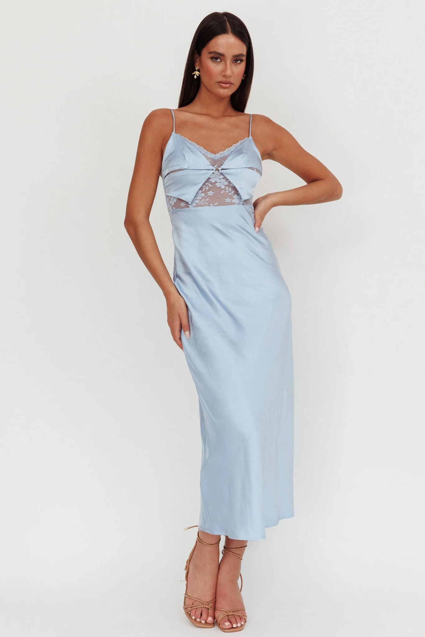 Impressions Lace Bodice Maxi Dress Blue