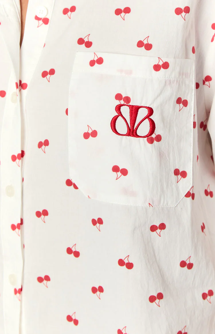 Alexea Cherry Print Pajama Shirt