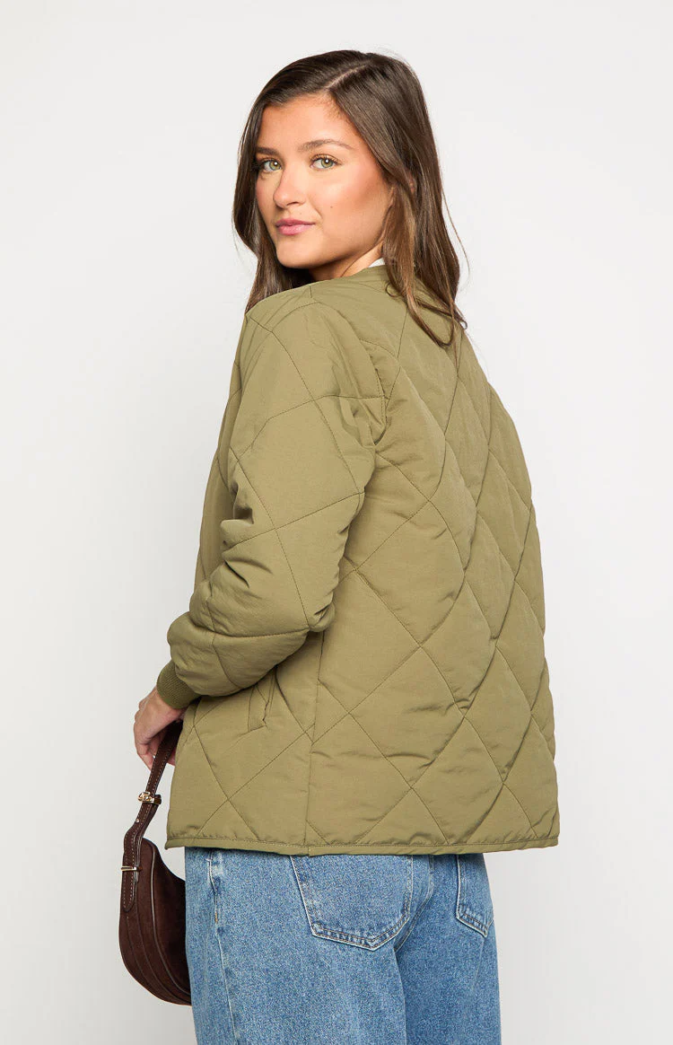 Steph Khaki Quilted Bomber Jacket