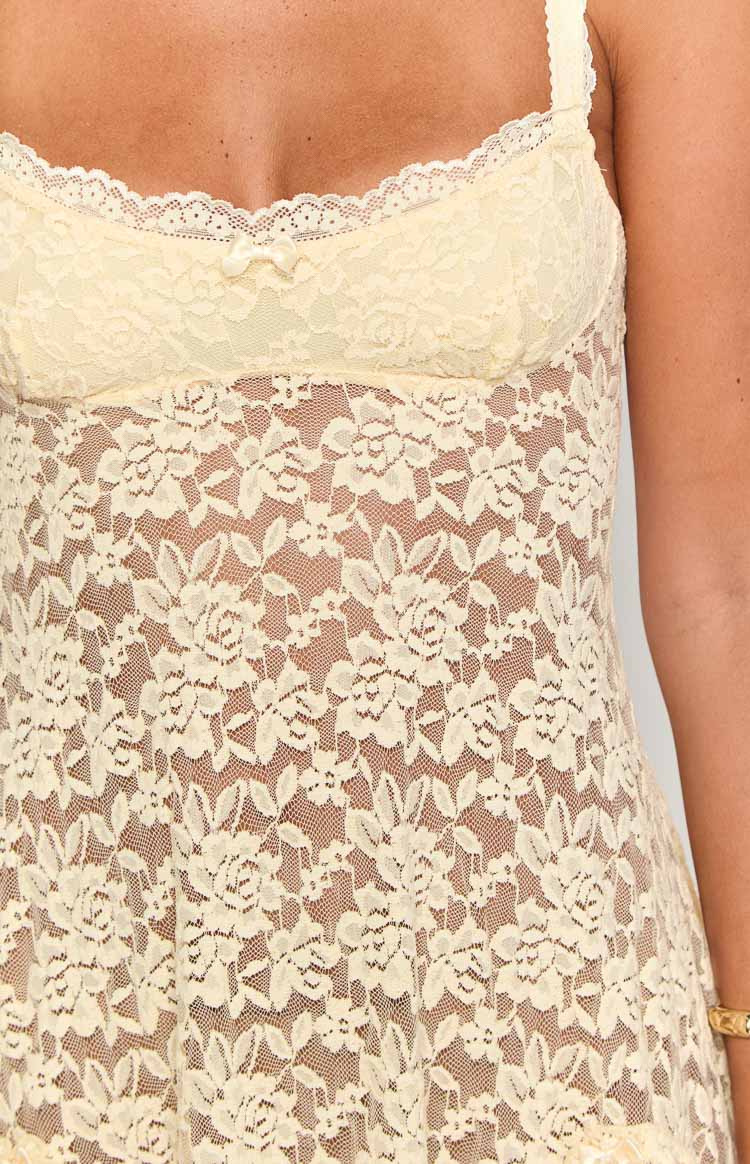 All Mine Cream Lace Mini Dress