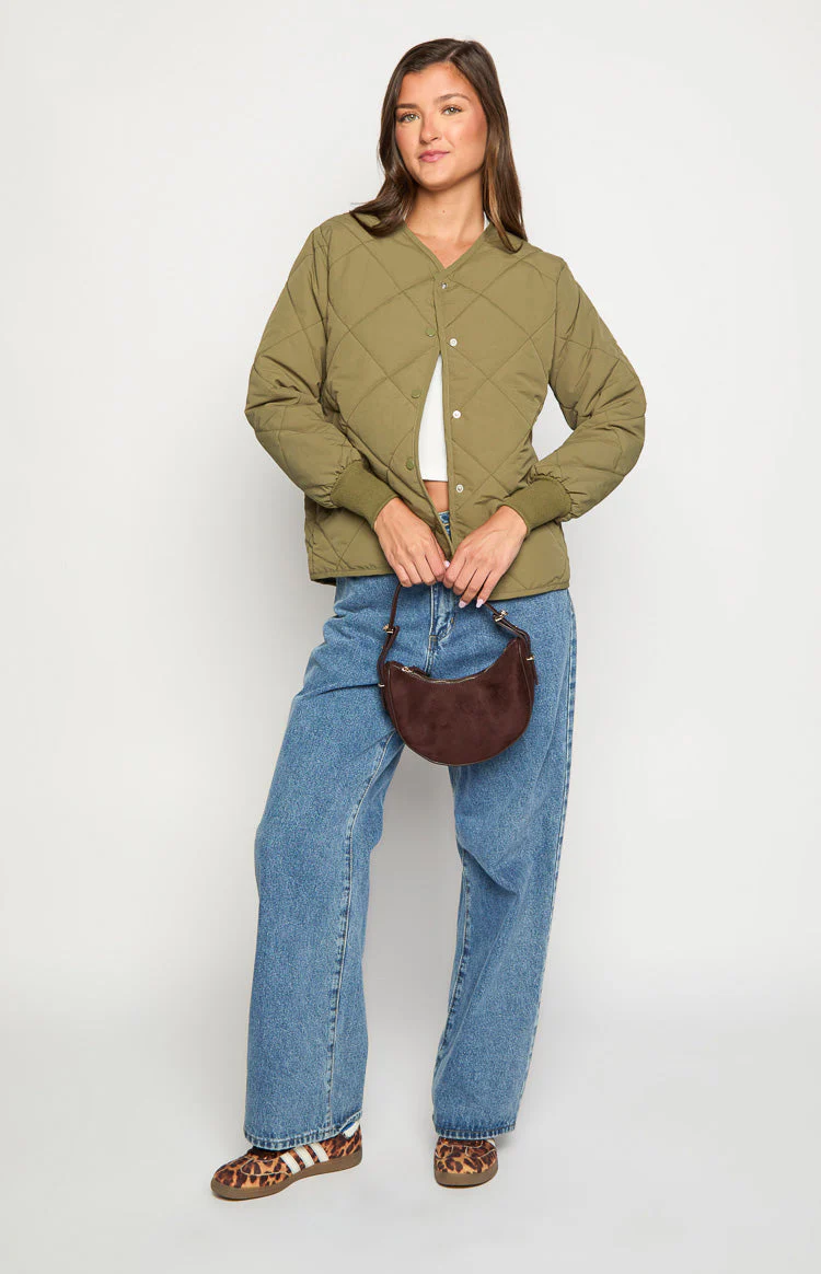 Steph Khaki Quilted Bomber Jacket