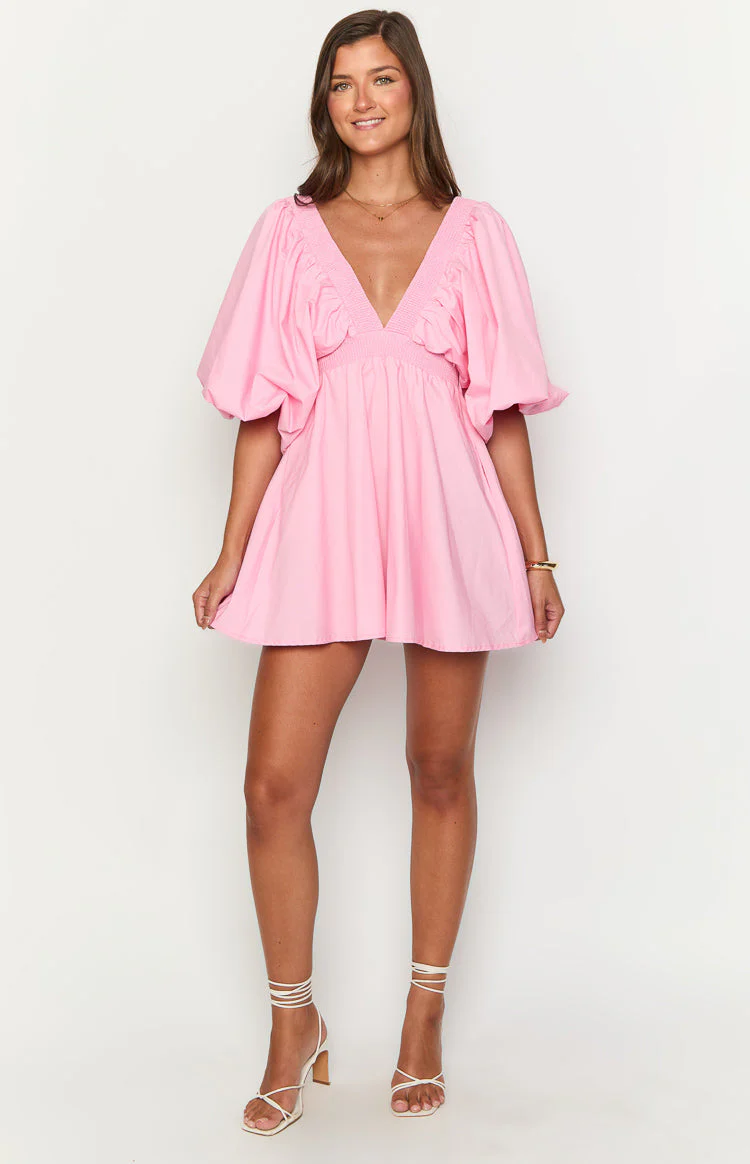Torie Pink Short Sleeve Mini Dress