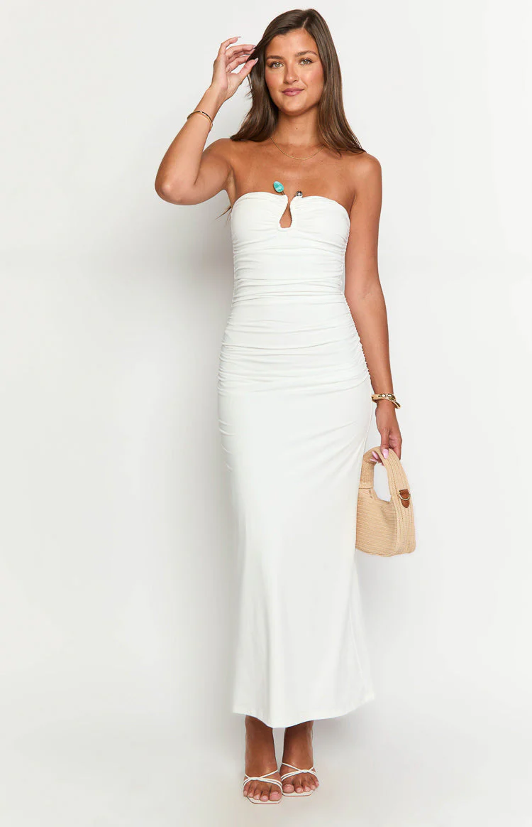 Ark White Strapless Maxi Dress
