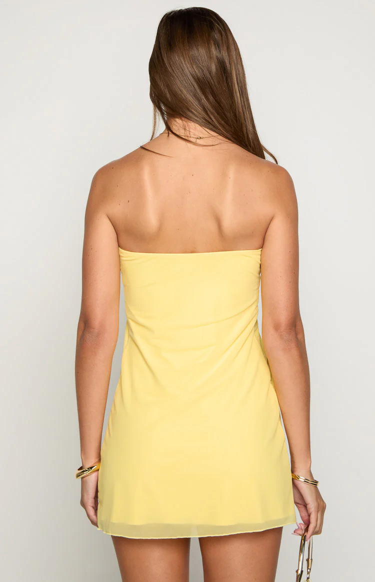 Antoine Yellow Strapless Mini Dress