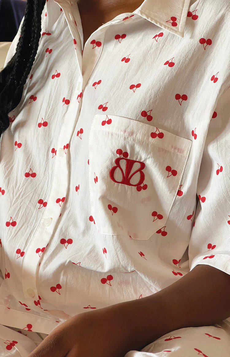 Alexea Cherry Print Pajama Shirt
