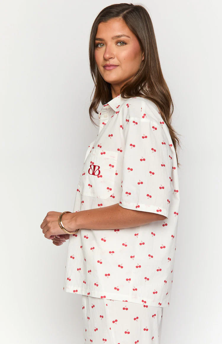 Alexea Cherry Print Pajama Shirt