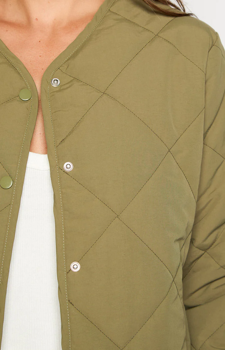 Steph Khaki Quilted Bomber Jacket