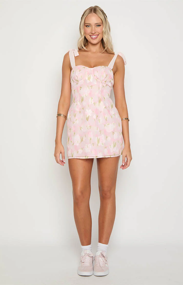 Bambi Pink Floral Mini Dress