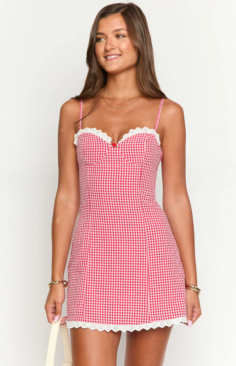 Cutie Pie Red Gingham Mini Dress
