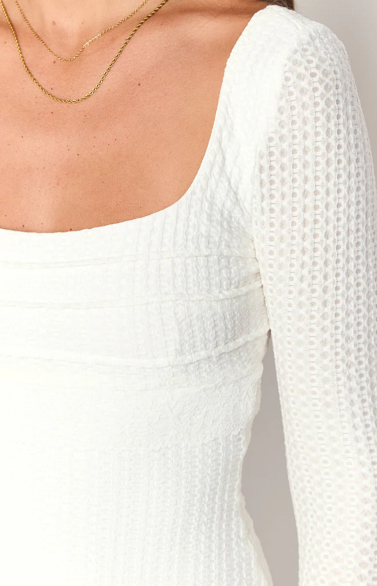 Marcus White Long Sleeve Mini Dress