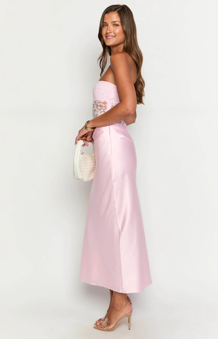 Kevin Pink Lace Maxi Dress