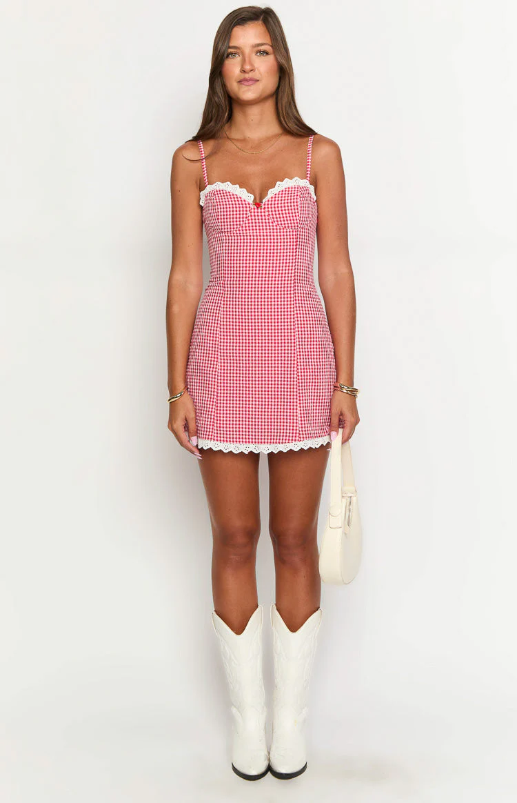 Cutie Pie Red Gingham Mini Dress