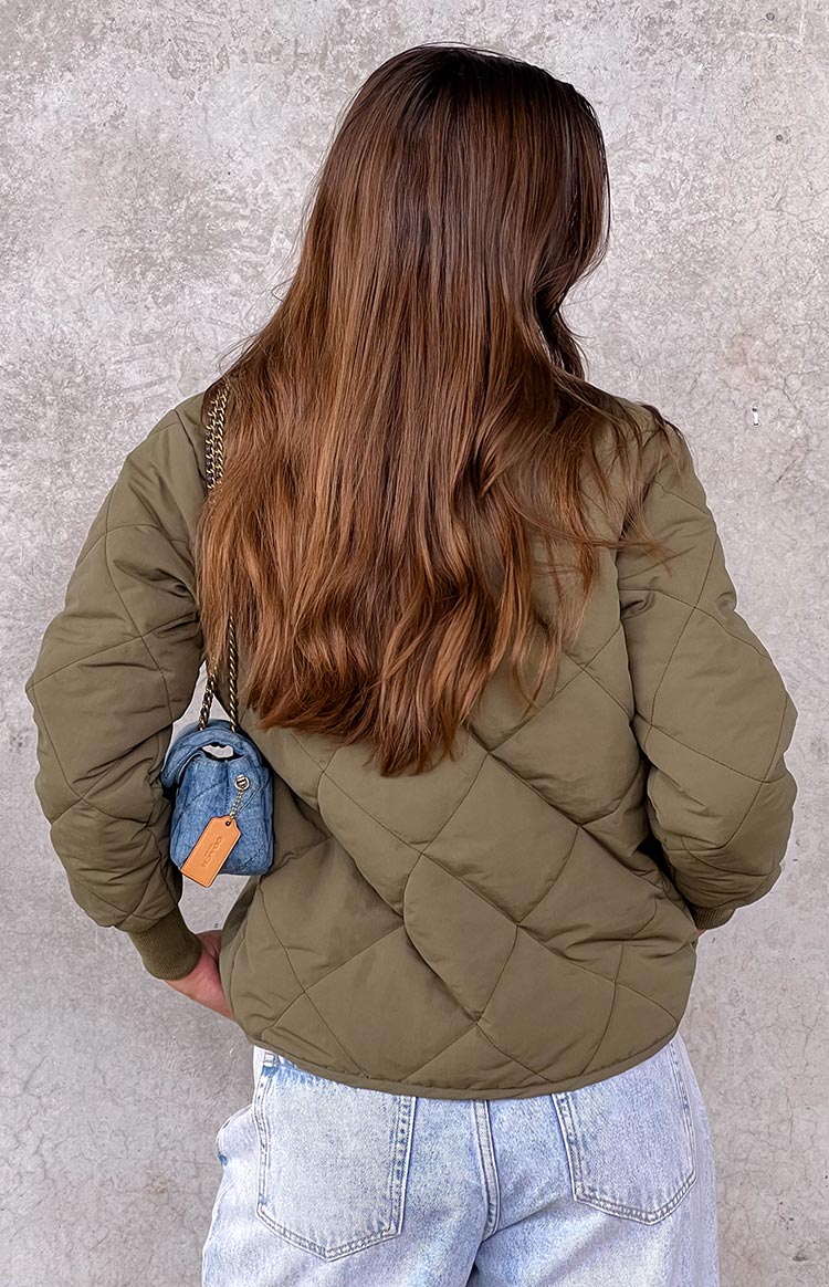 Steph Khaki Quilted Bomber Jacket