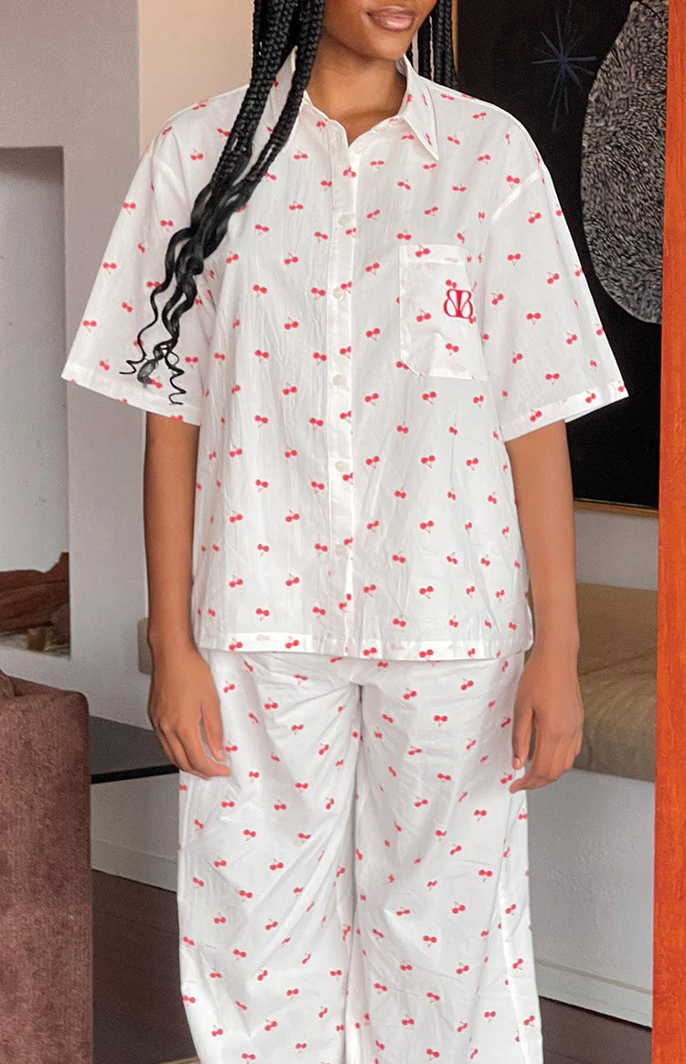 Alexea Cherry Print Pajama Shirt