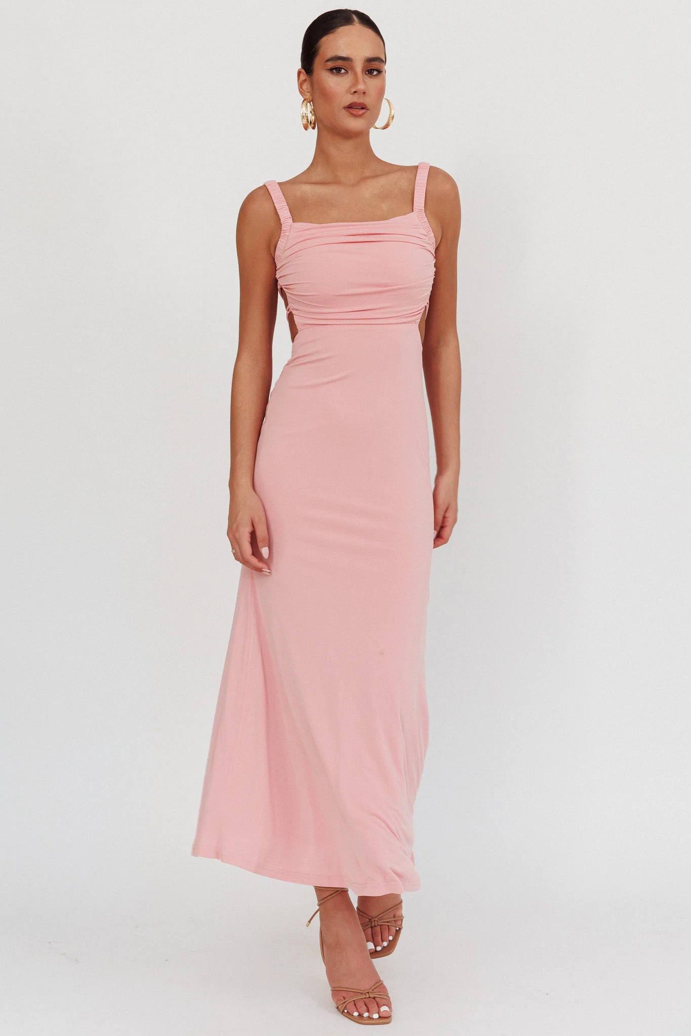 Dream Crush Lace-Up Back Maxi Dress Pink