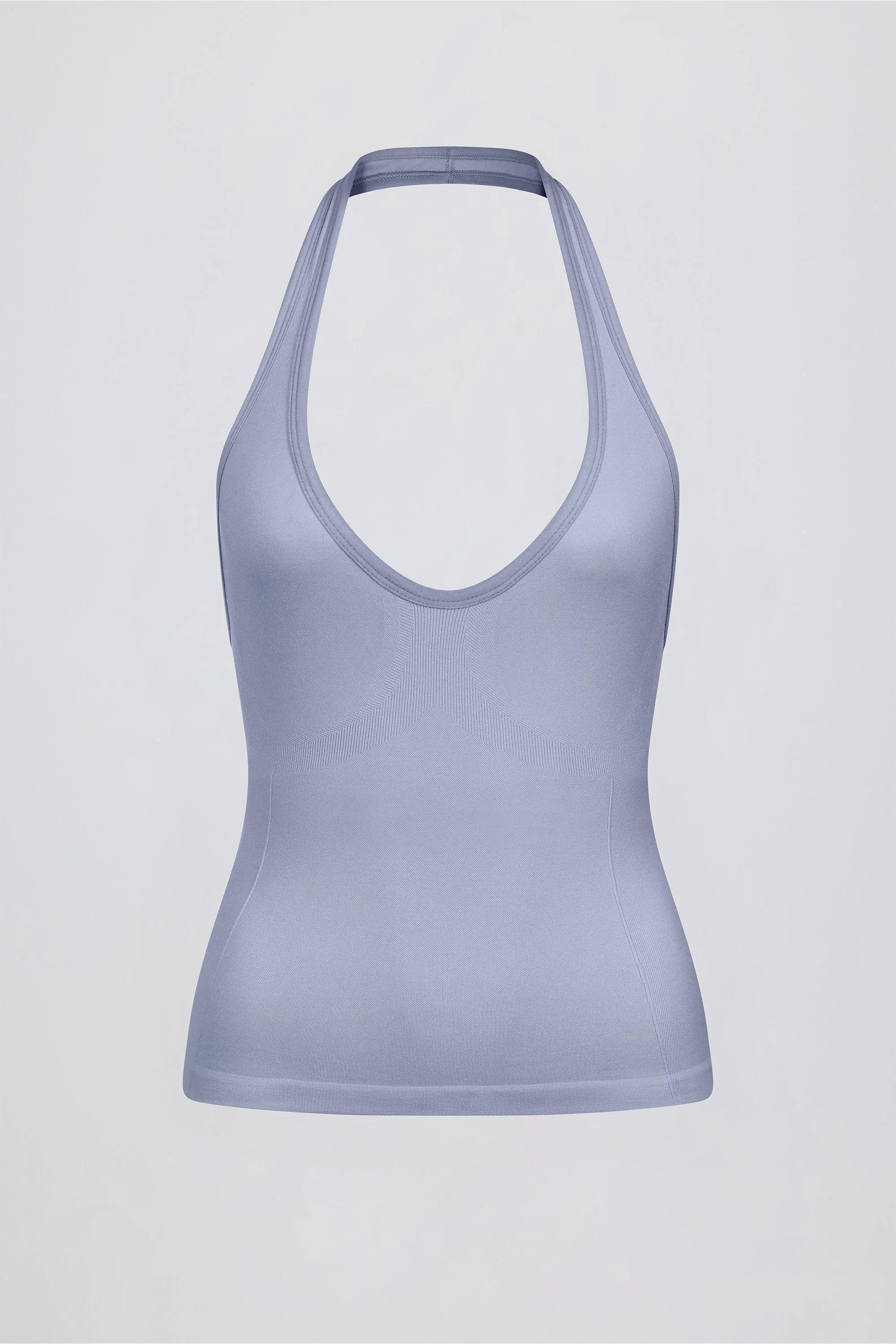 Define Luxe Halterneck Tank Top in Blue Grey