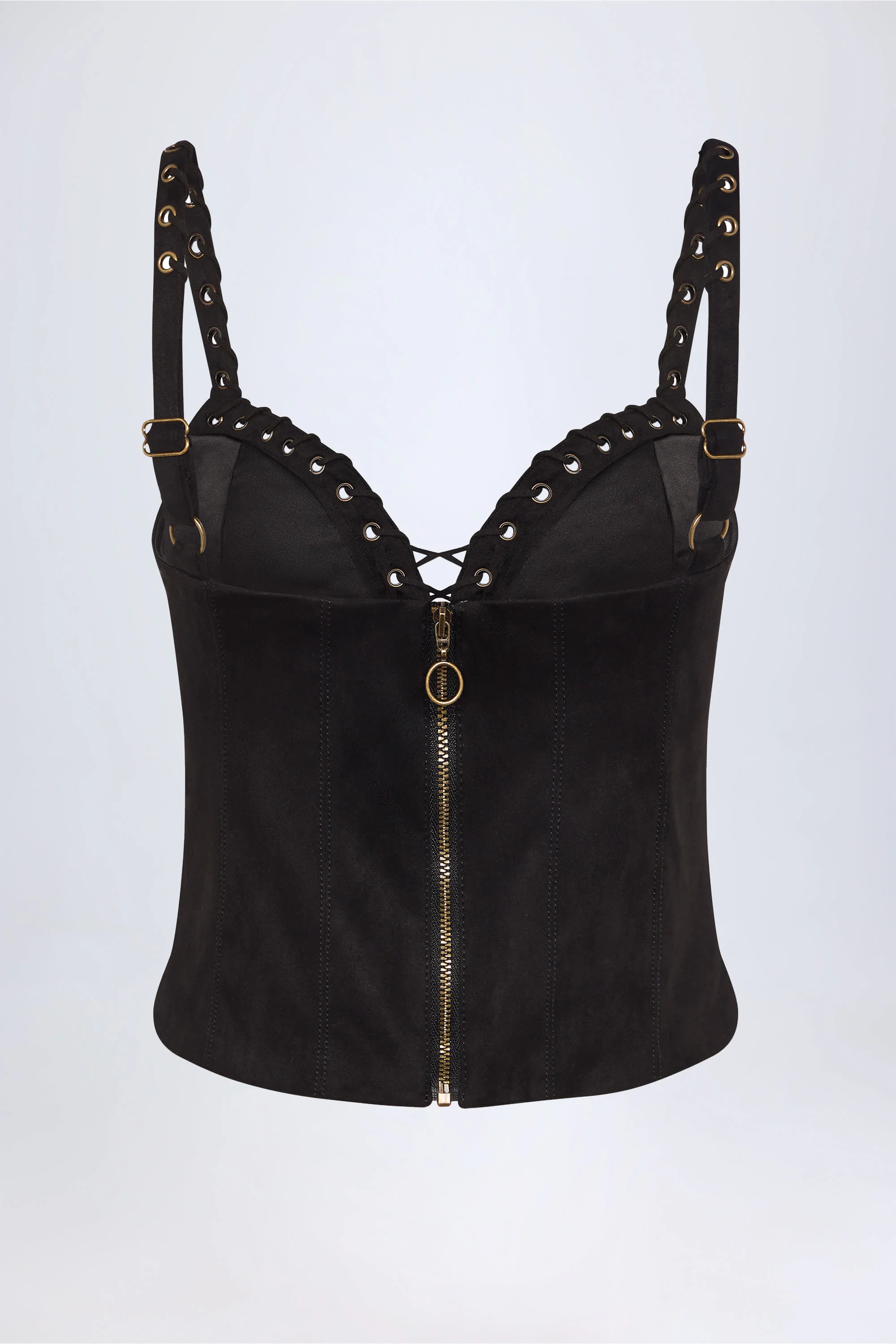 Lace-Up Top in Black