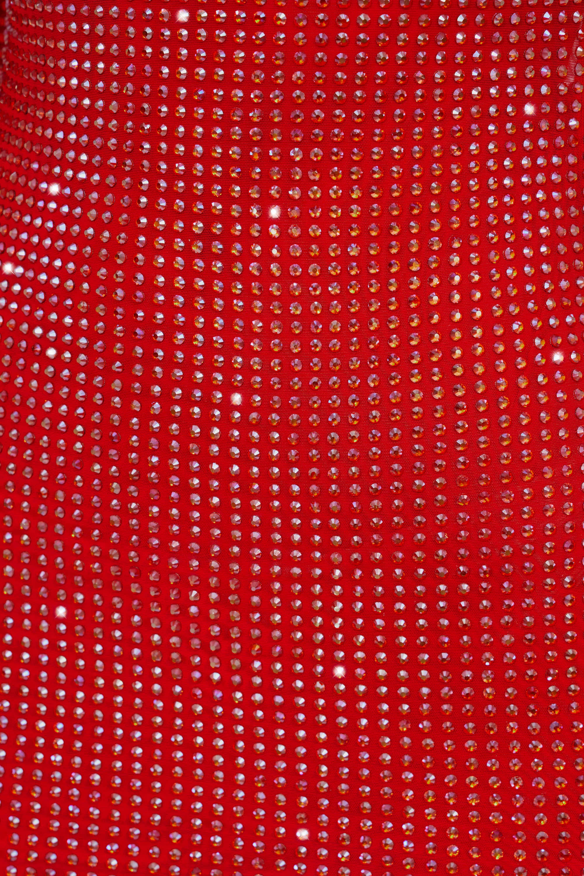 Embellished High Neck Cowl Back Mini Dress in Fire Red