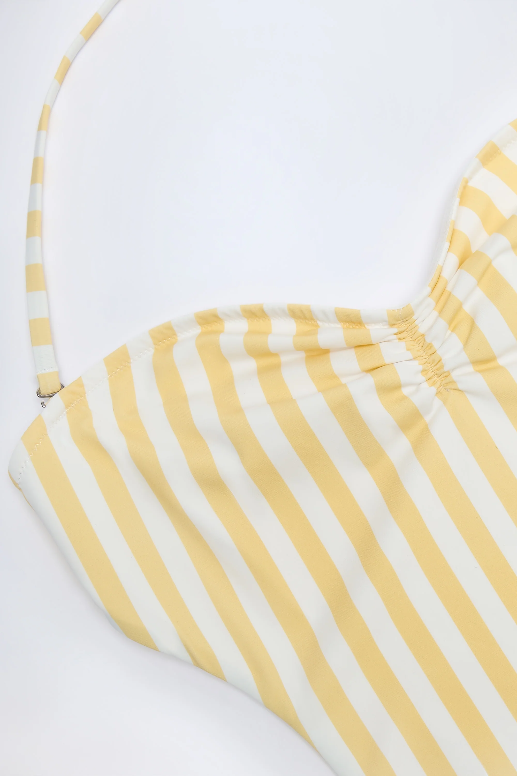 Cut-Out Halterneck Swimsuit in Lemon Yellow Stripe