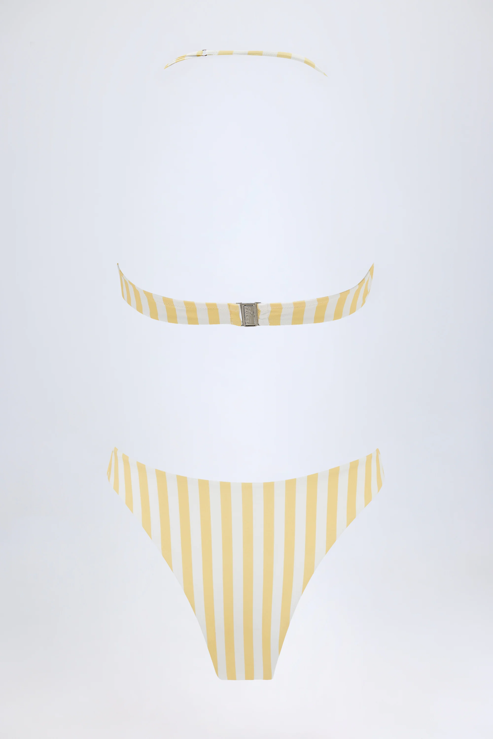 Cut-Out Halterneck Swimsuit in Lemon Yellow Stripe