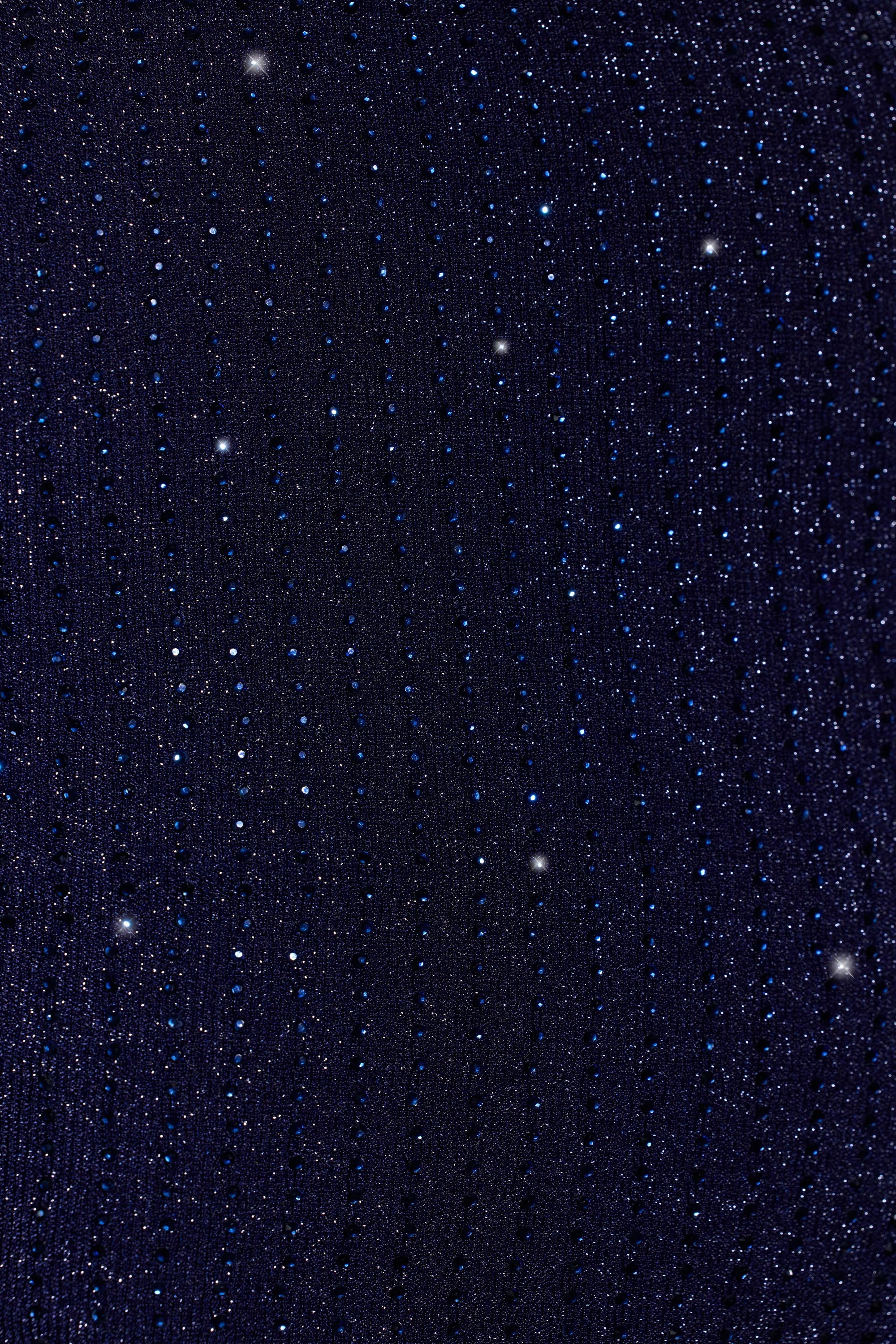 Embellished Strapless Crop Top in Royal Indigo