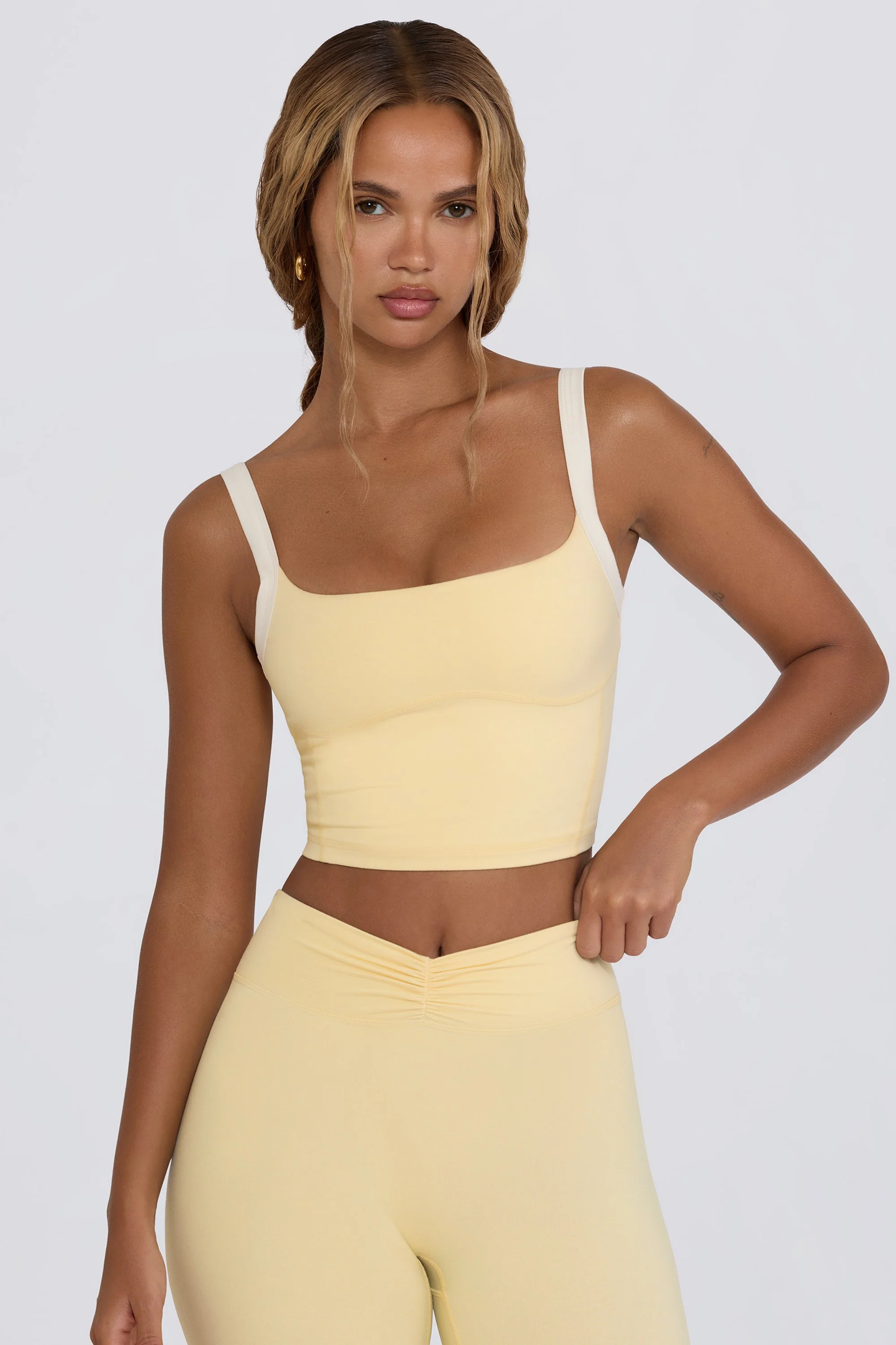 Cropped Tank Top in Lemon Marl