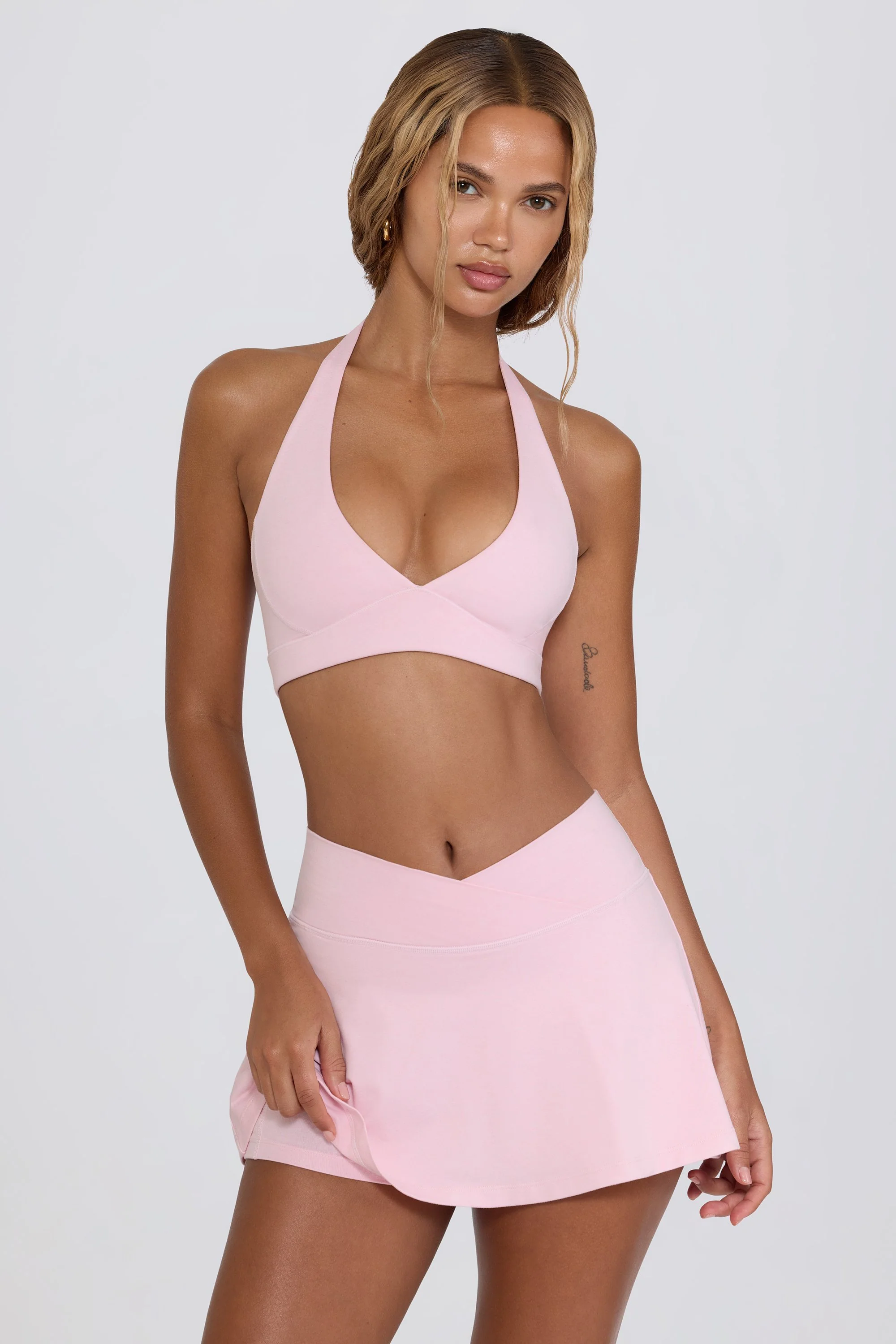 Crossover Mini Skort in Pale Pink Marl