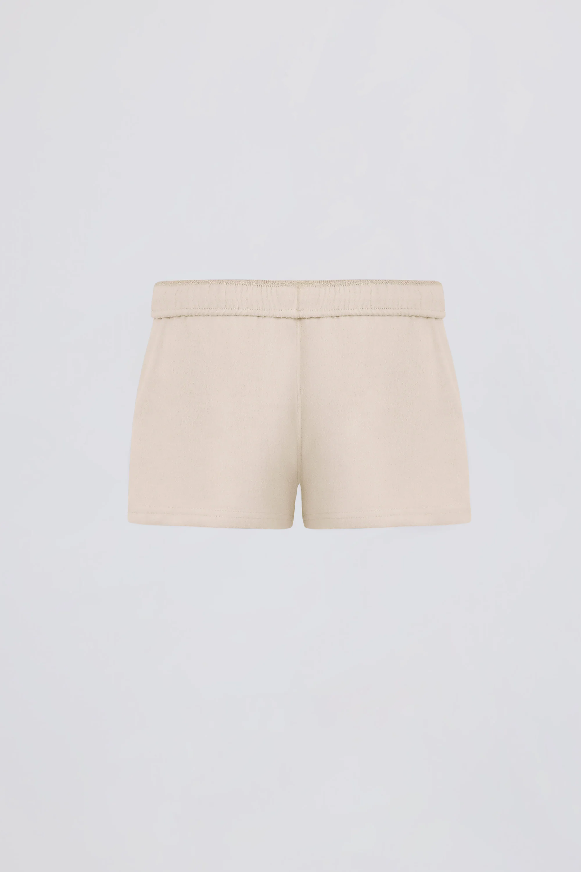 Brushed Jersey Elasticated Mini Shorts in Ecru