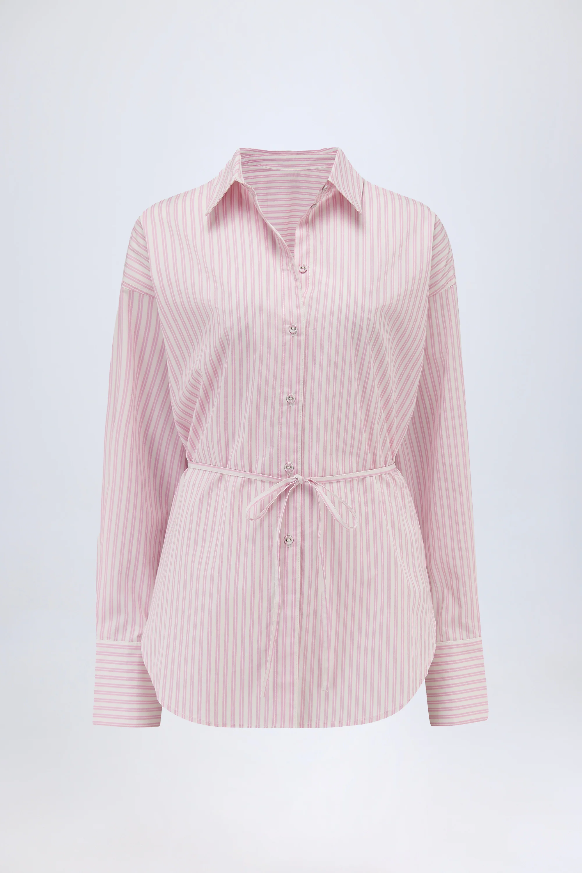 Oversized Shirt in Soft Mauve Stripe