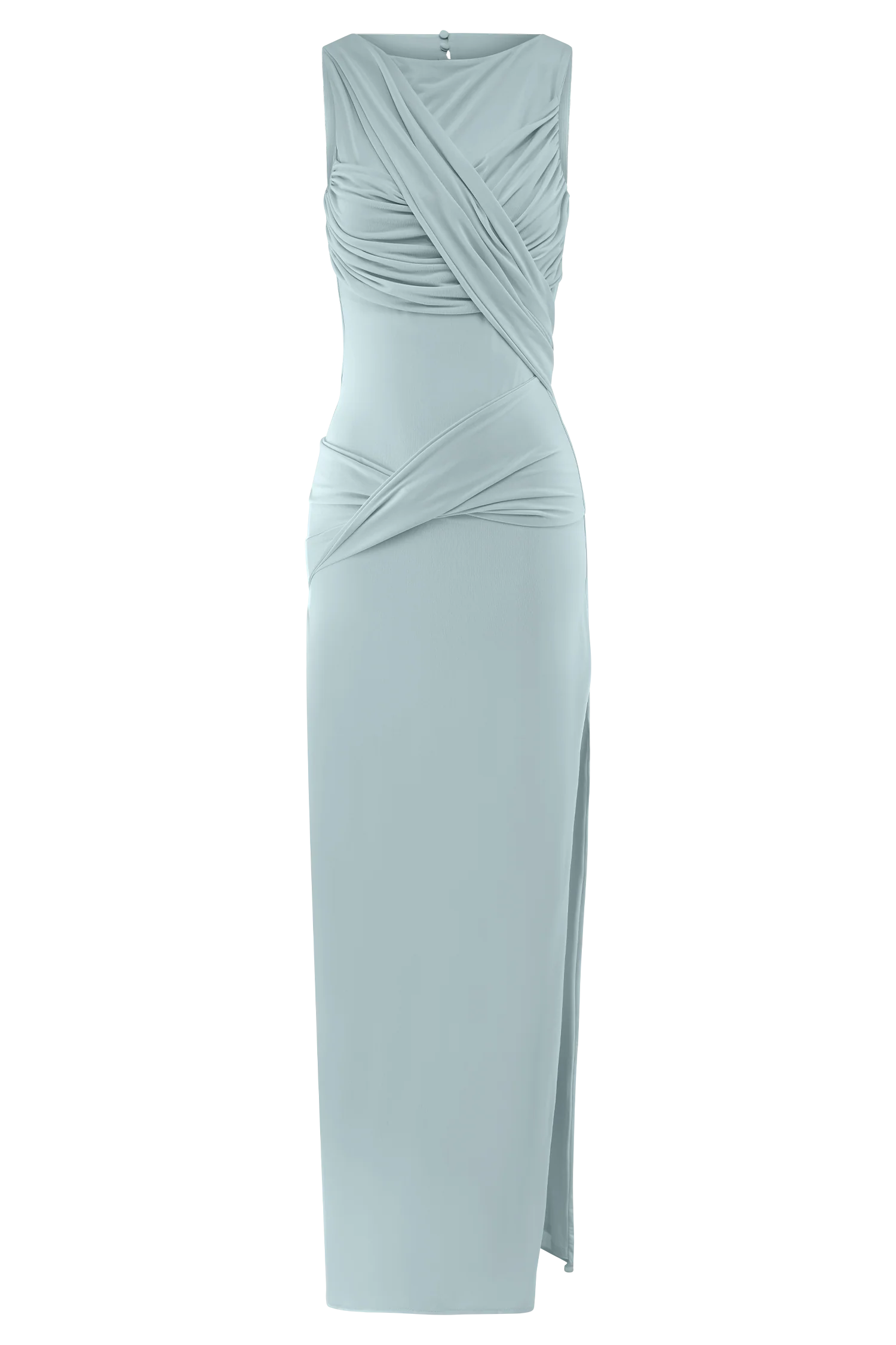 Henley Slinky Drape Maxi Dress - Pale Blue