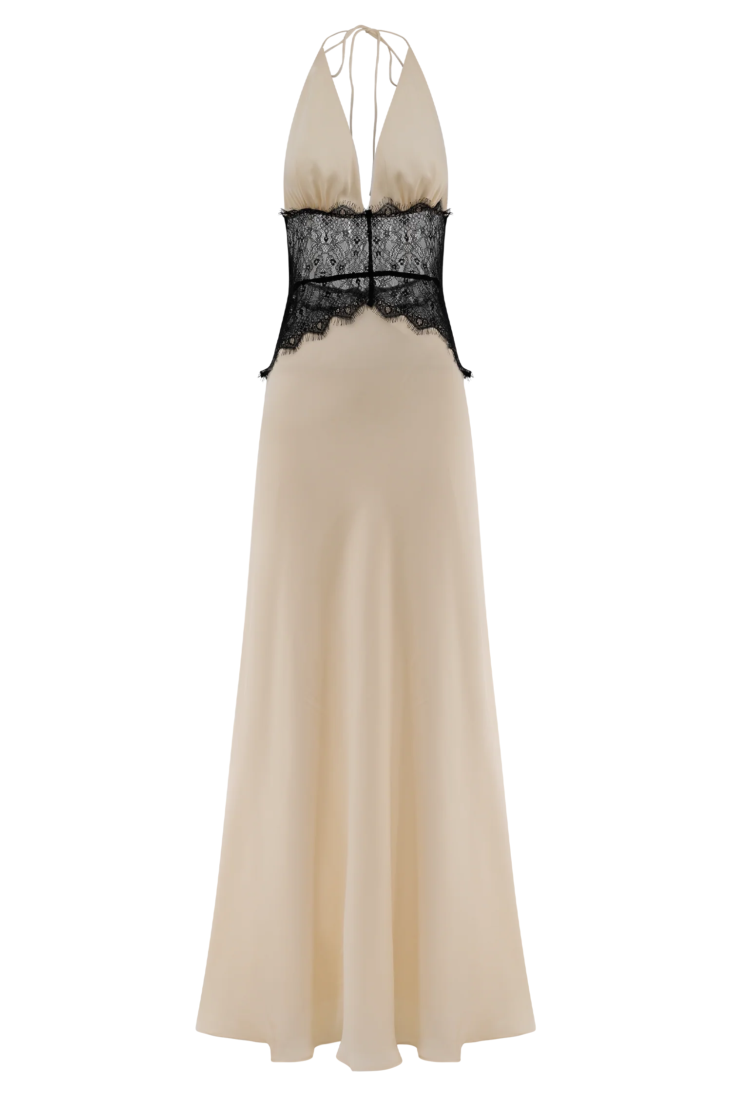 Dinah Lace And Satin Maxi Dress - Black/Ivory