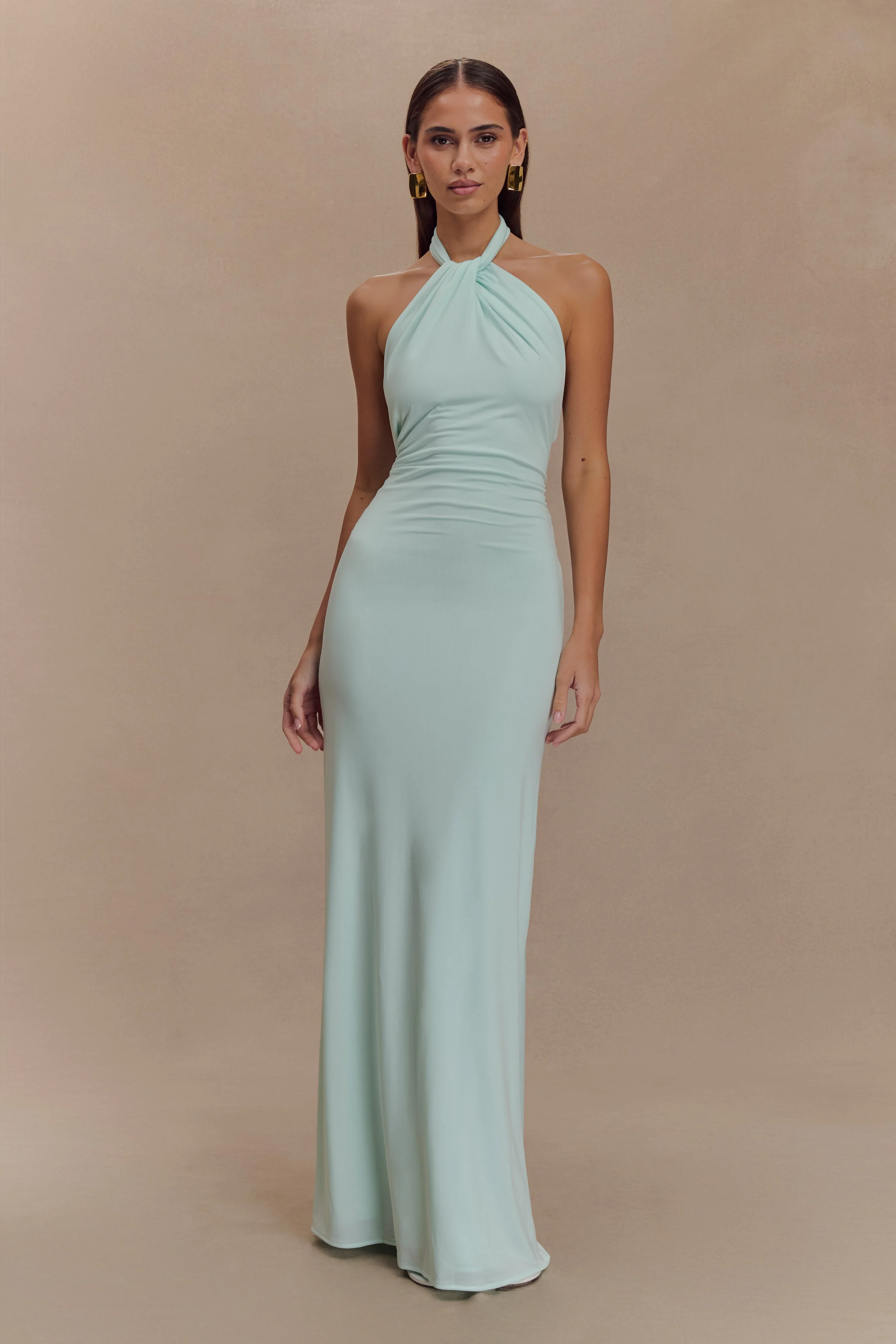 Elyna Slinky Halter Maxi Dress - Lagoon