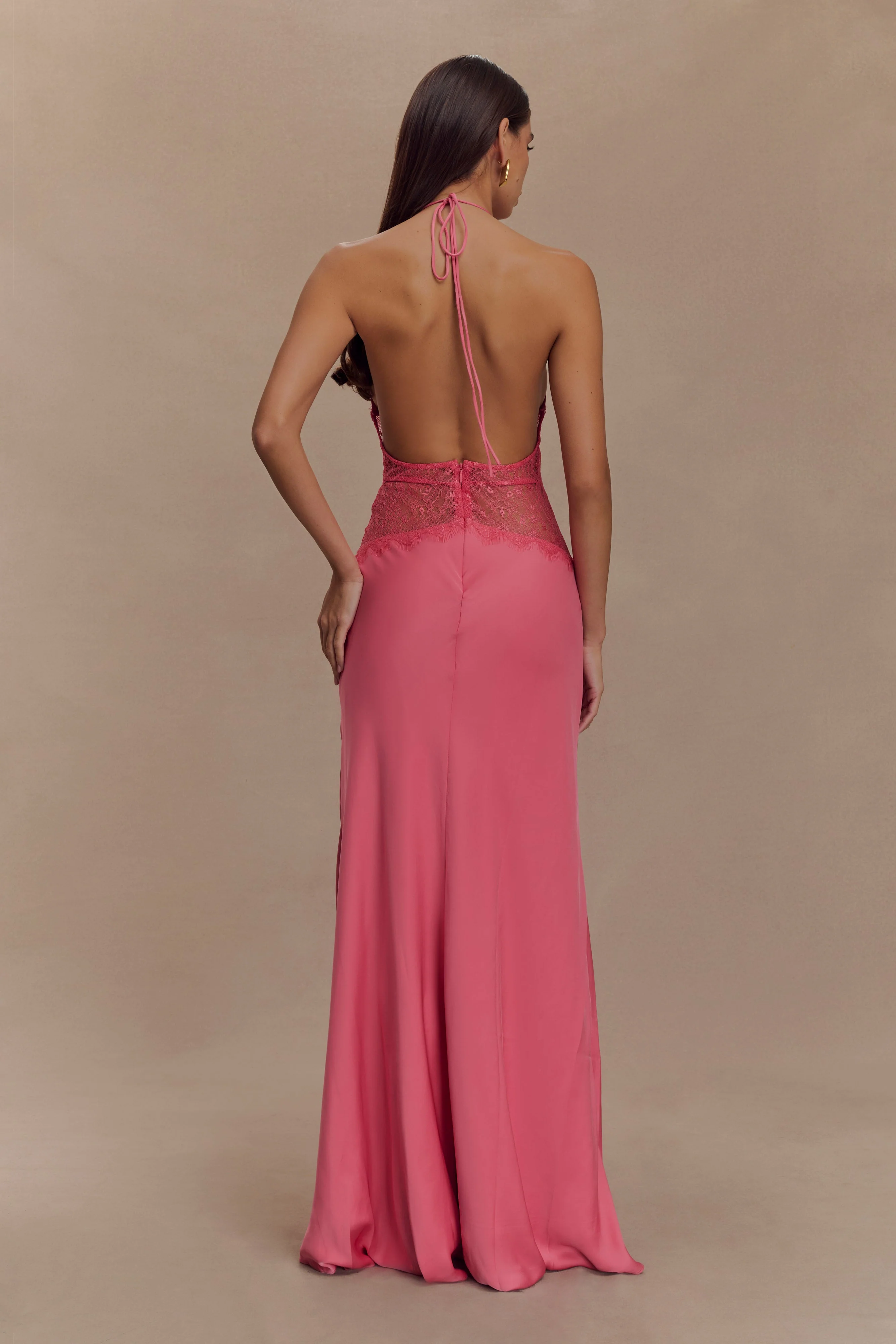 Dinah Lace And Satin Maxi Dress - Blush Rose