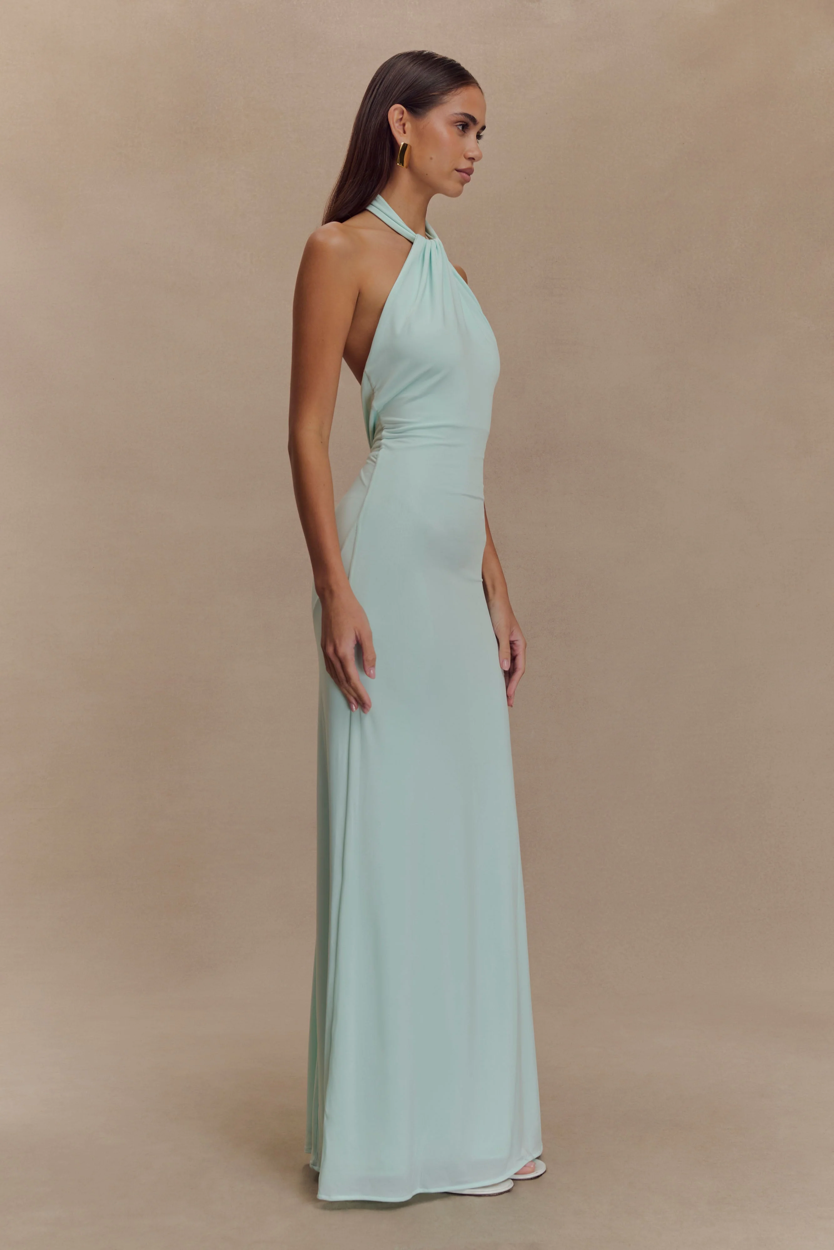 Elyna Slinky Halter Maxi Dress - Lagoon