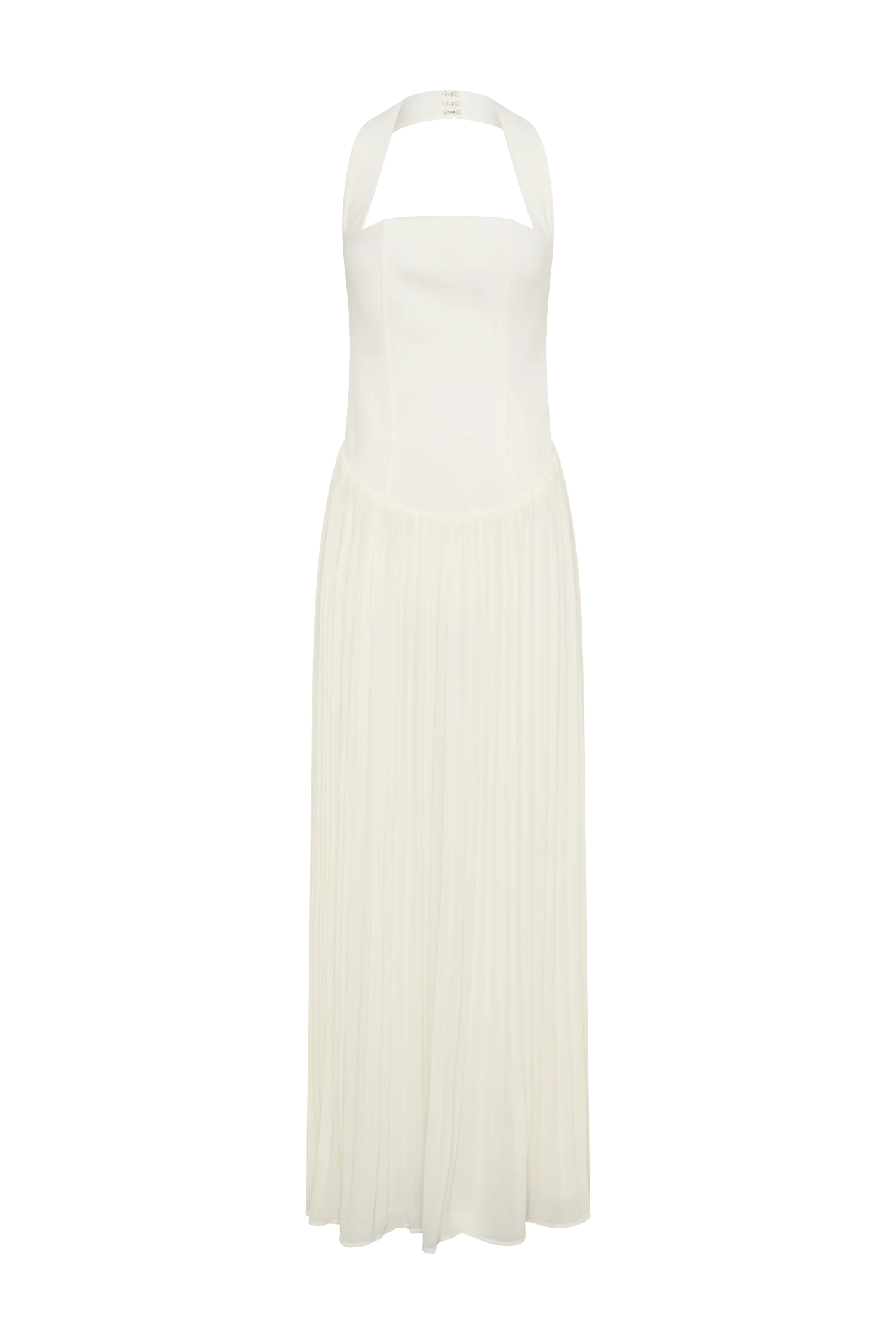 Stacie Pleated Halter Maxi Dress - Ivory