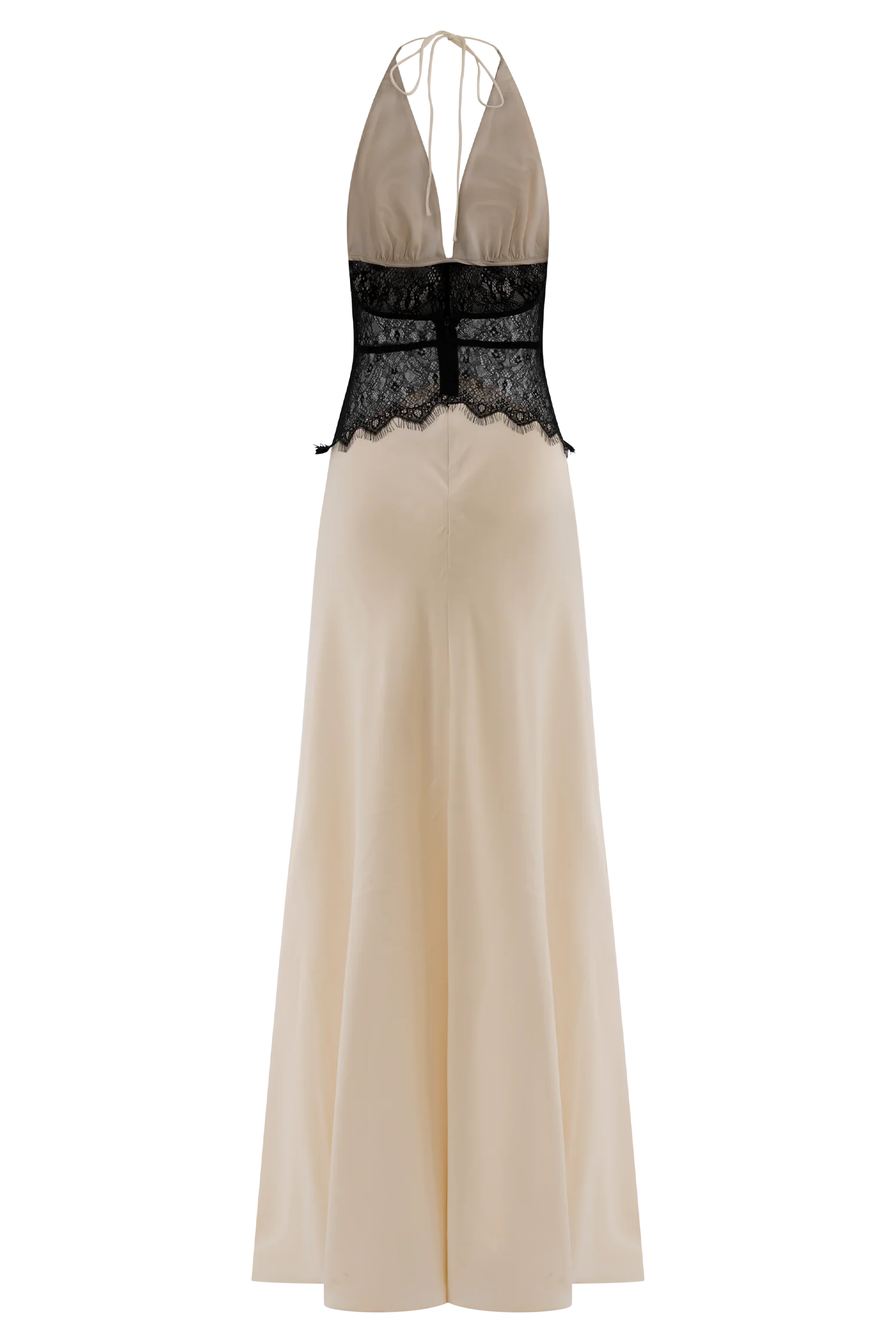 Dinah Lace And Satin Maxi Dress - Black/Ivory