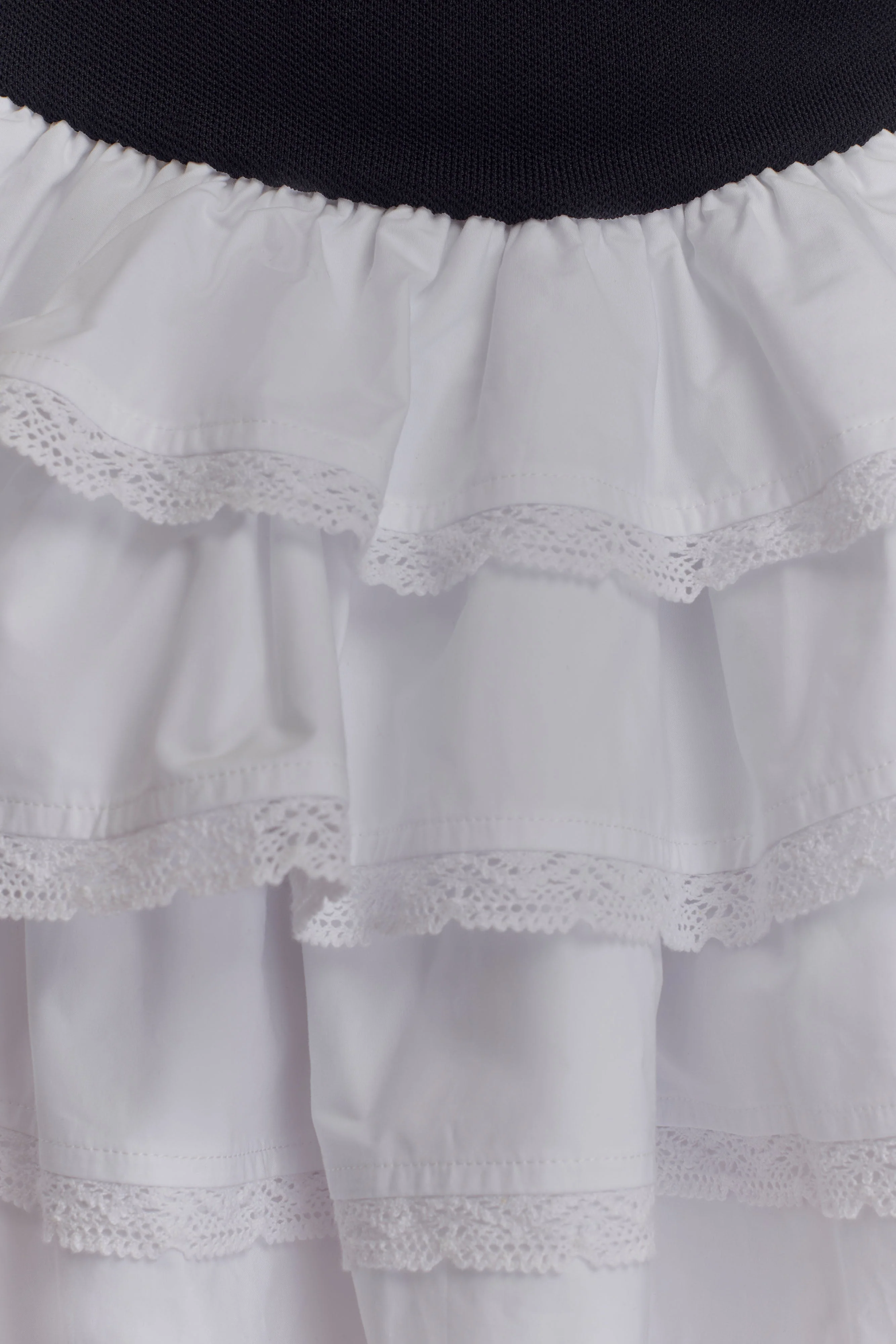 Maeve Contrast Ruffle Knit Mini Dress - Black/White