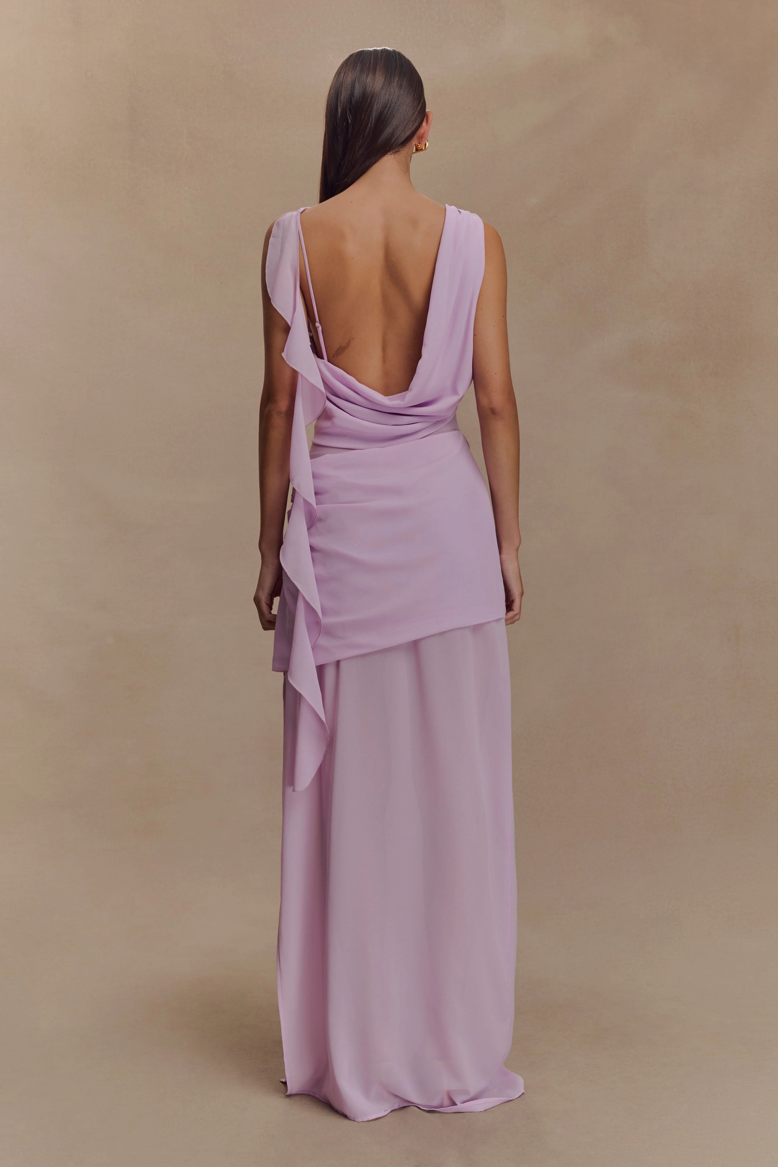 Daria Draped Chiffon Maxi Dress - Light Lilac