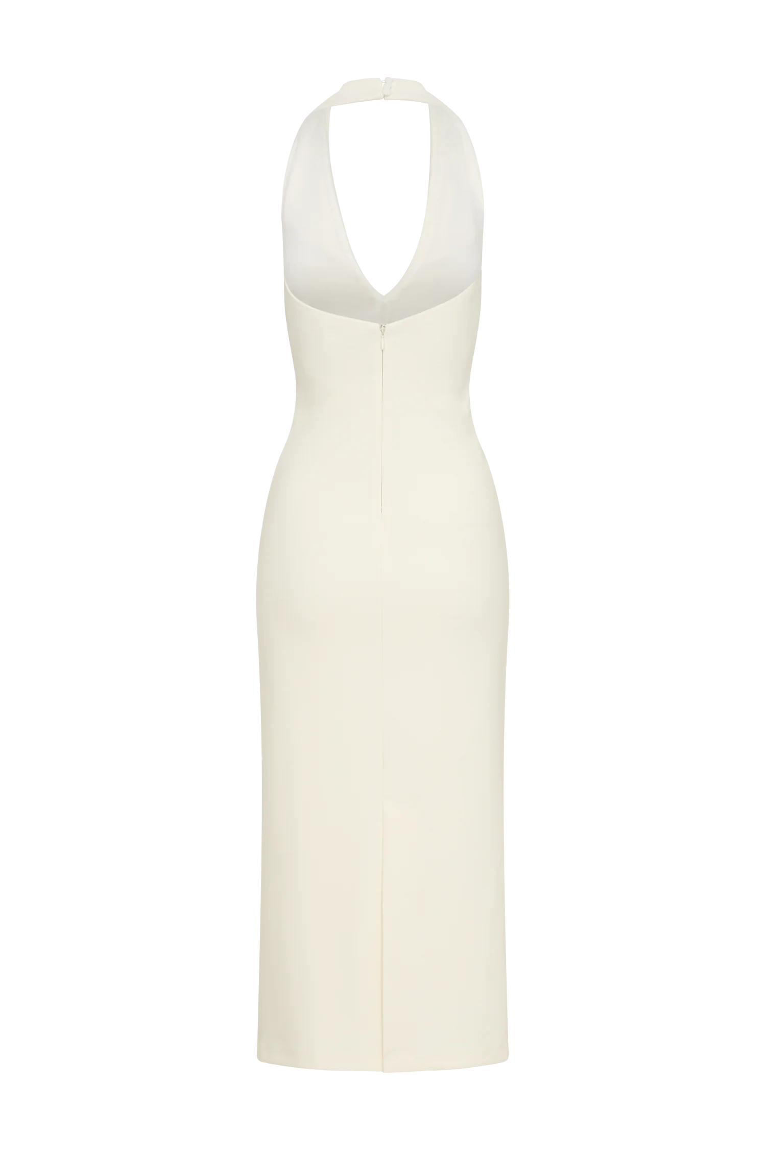 Annita Crepe Halter Midi Dress - Ivory