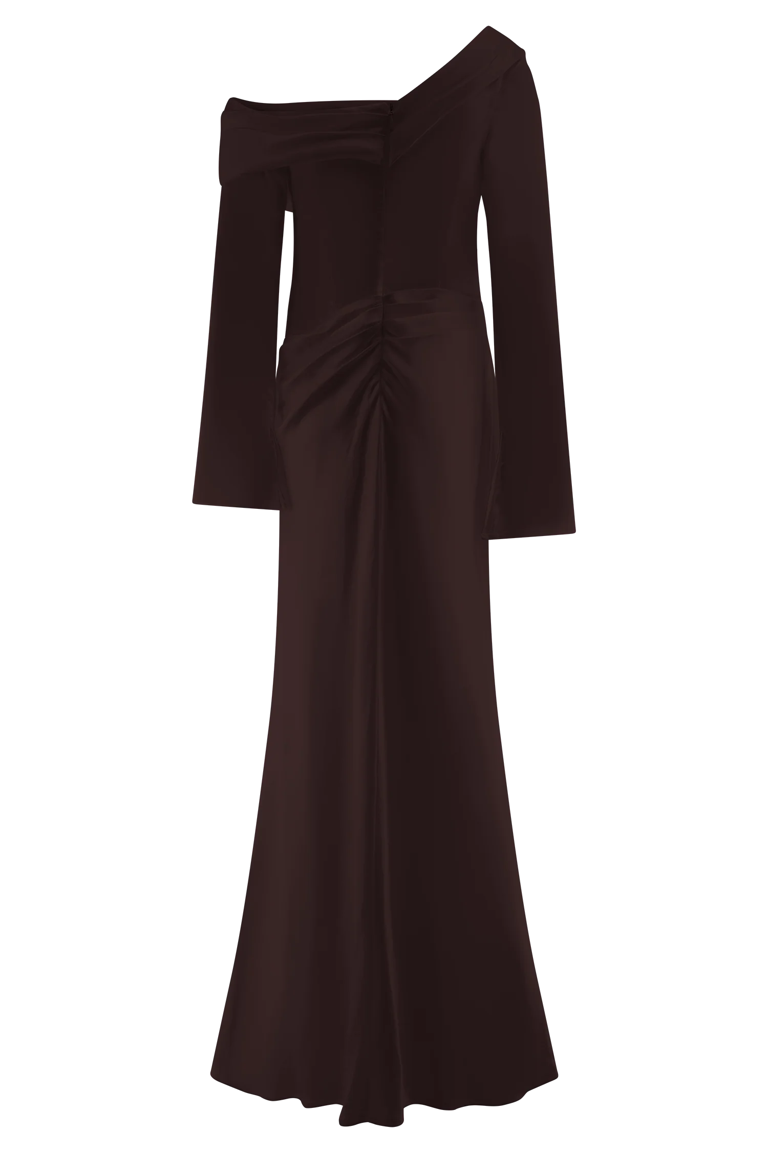 Iris Long Sleeve Satin Maxi Dress - Dark Chocolate