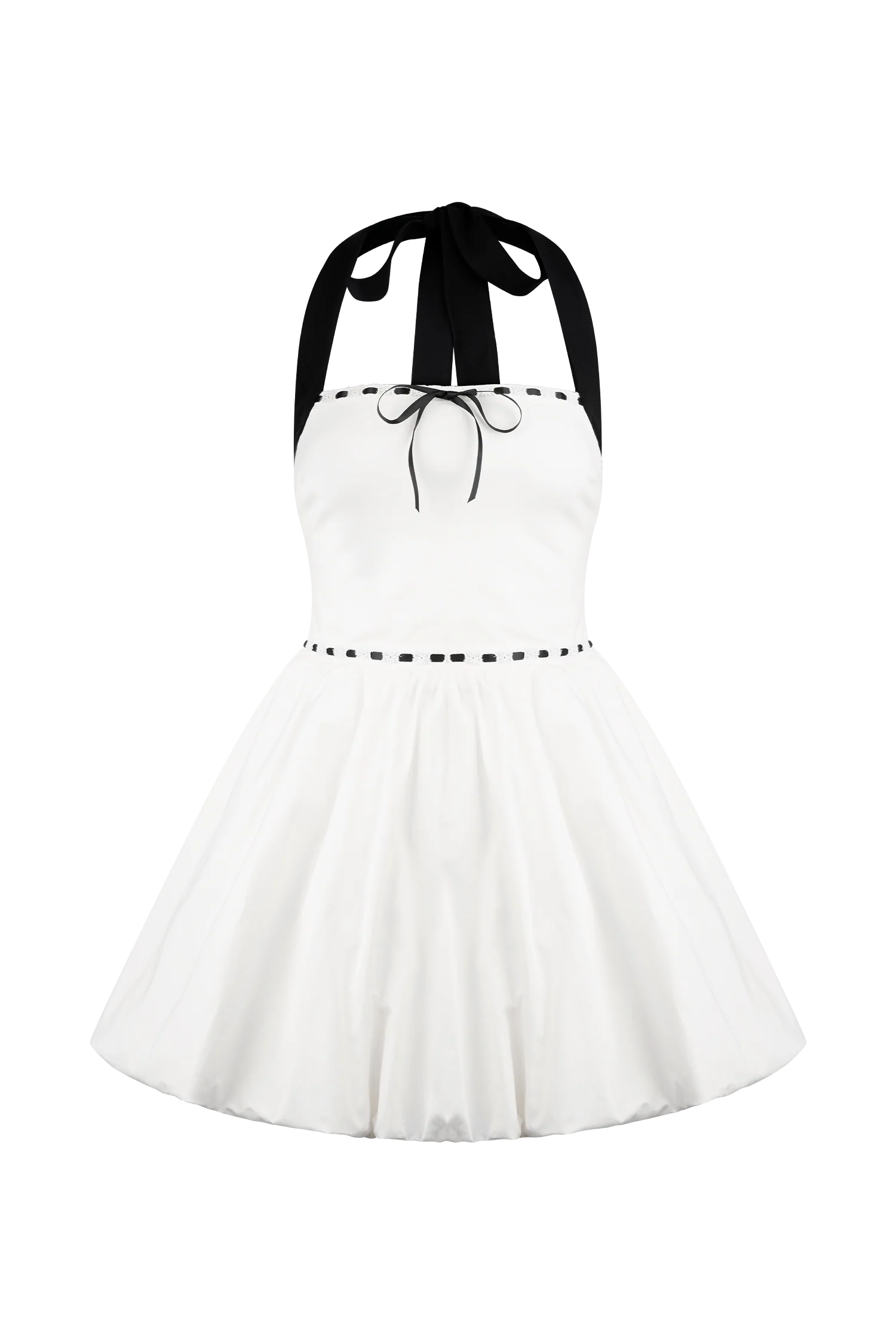 Queenie Halter Bubble Mini Dress - Black/White