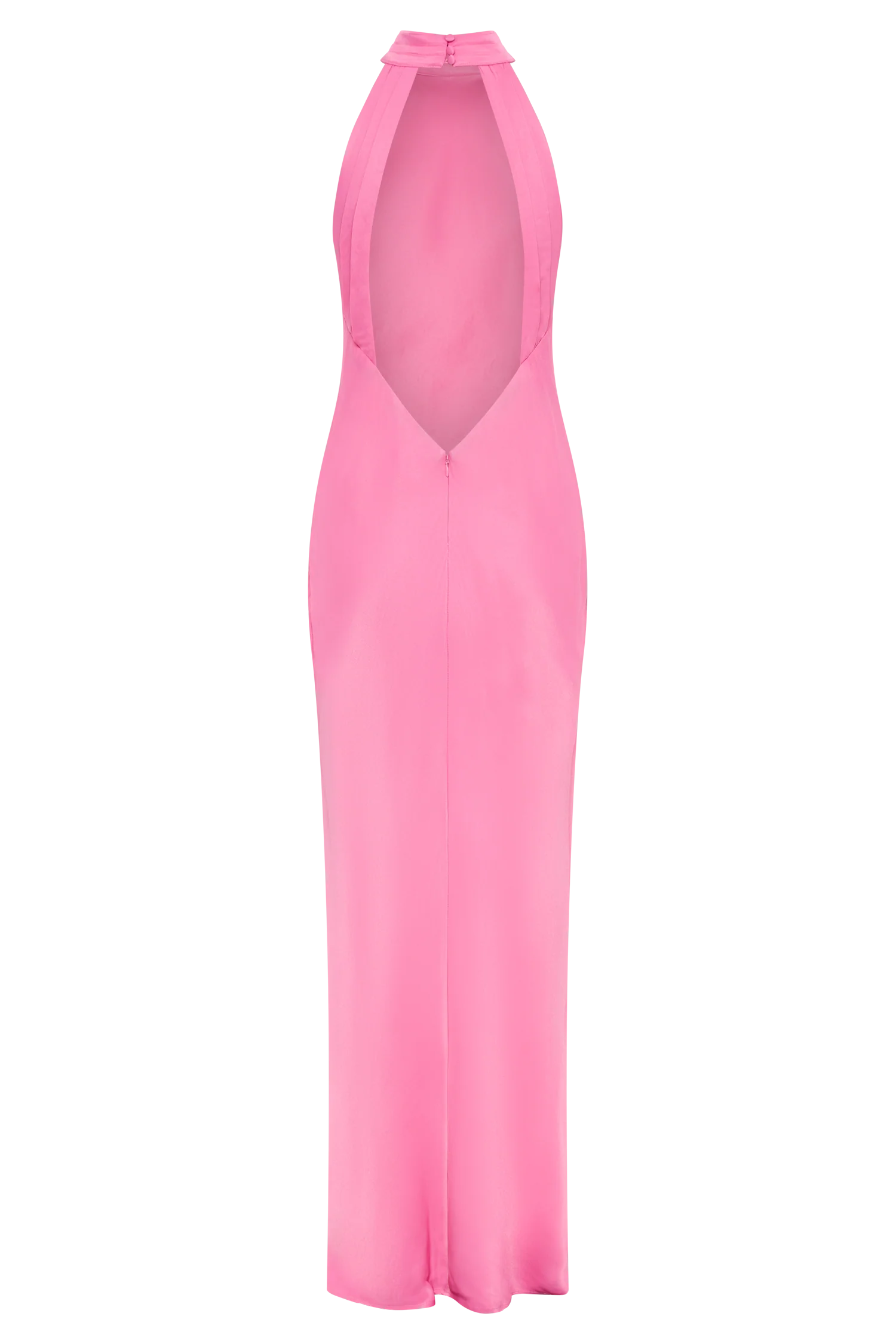 Claire Satin Drape Back Maxi Dress with Split - Pink