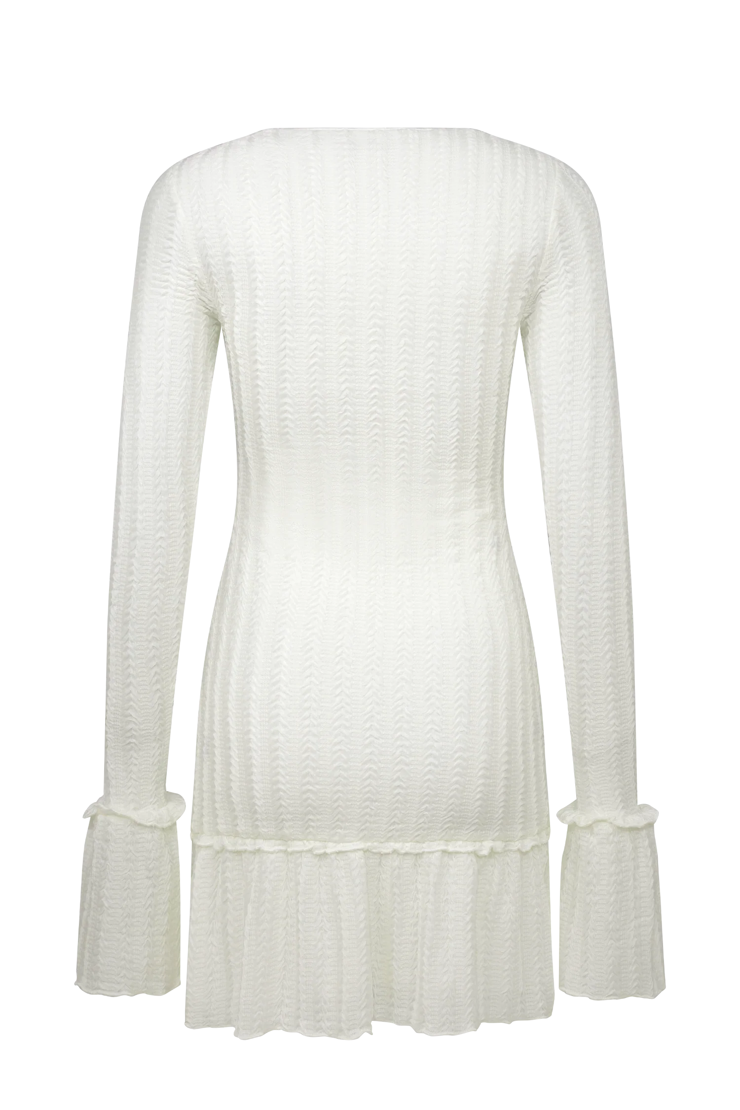 Daphne Pointelle Long Sleeve Mini Dress - Ivory